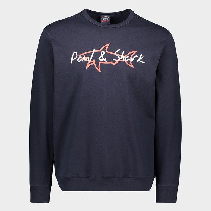 Paul Shark Paul Shark Erkek Marka Logo Detaylı Regular Fit Uzun Kollu Lacivert Sweatshirt P20P1856-013