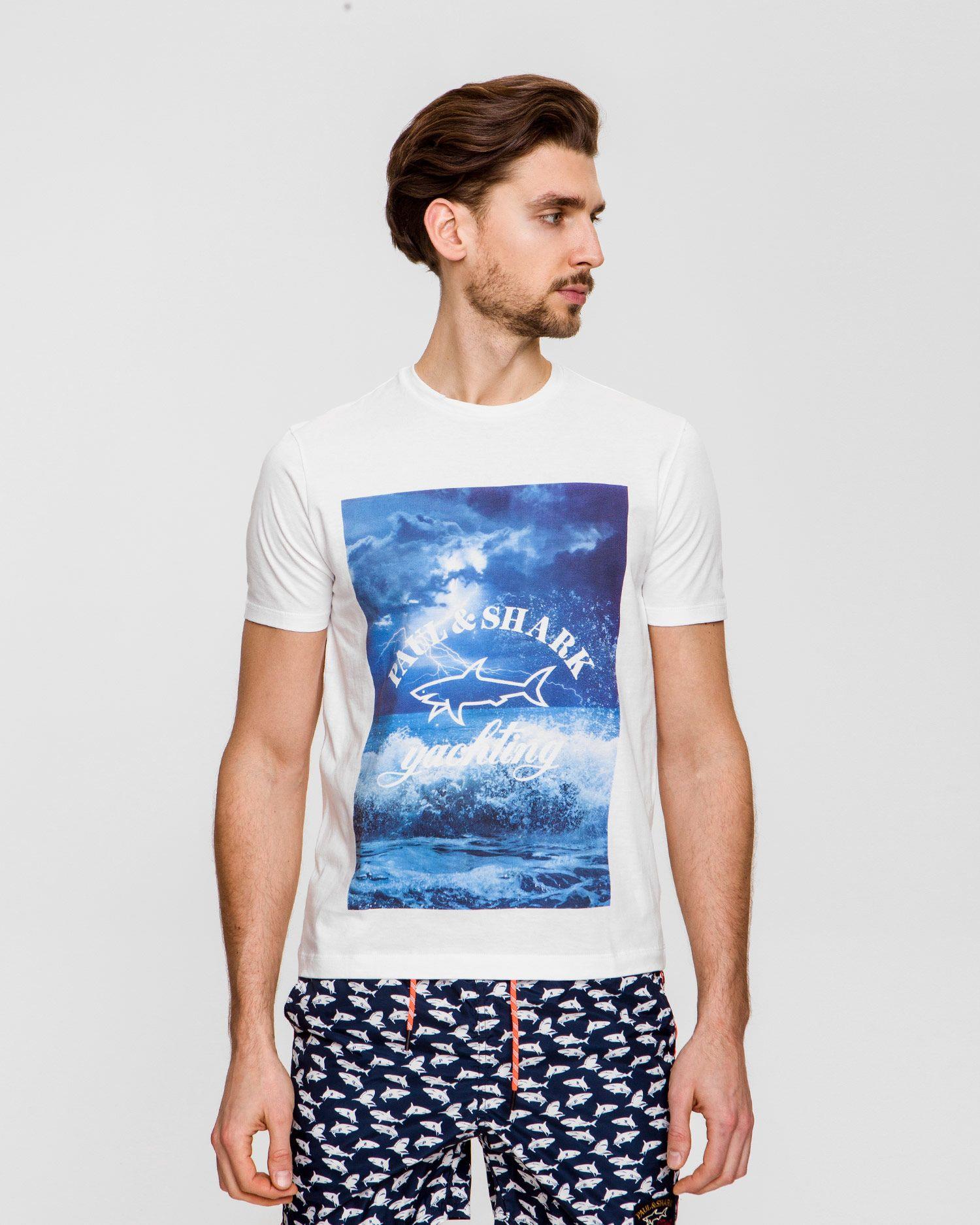 Paul Shark Paul Shark Erkek Marka Logo Detaylı Regular Fit Kısa Kollu Beyaz T-Shirt E20P1092-010