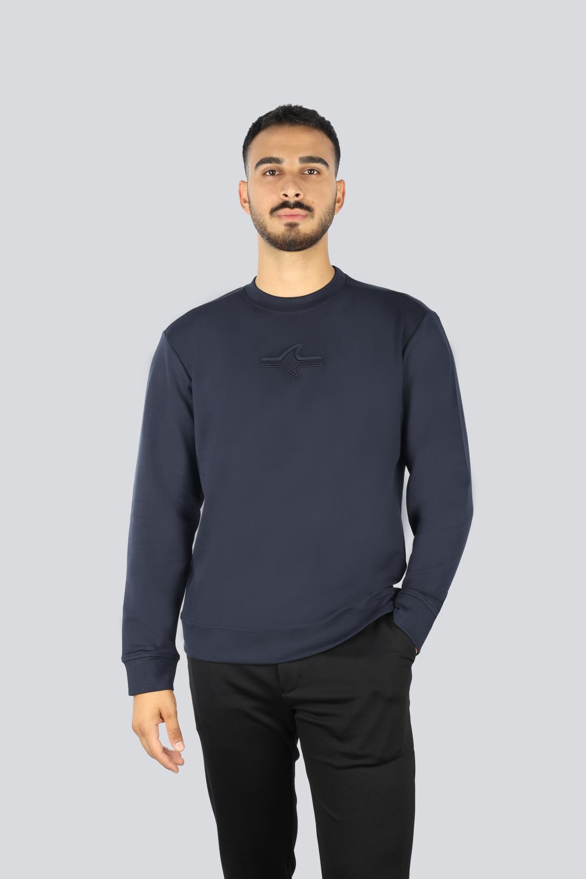 Paul Shark Paul Shark Erkek Normal Kalıp Yuvarlak Yakalı Shark Logo İşlemeli Uzun Kollu Lacivert Sweatshirt 15311865A-050