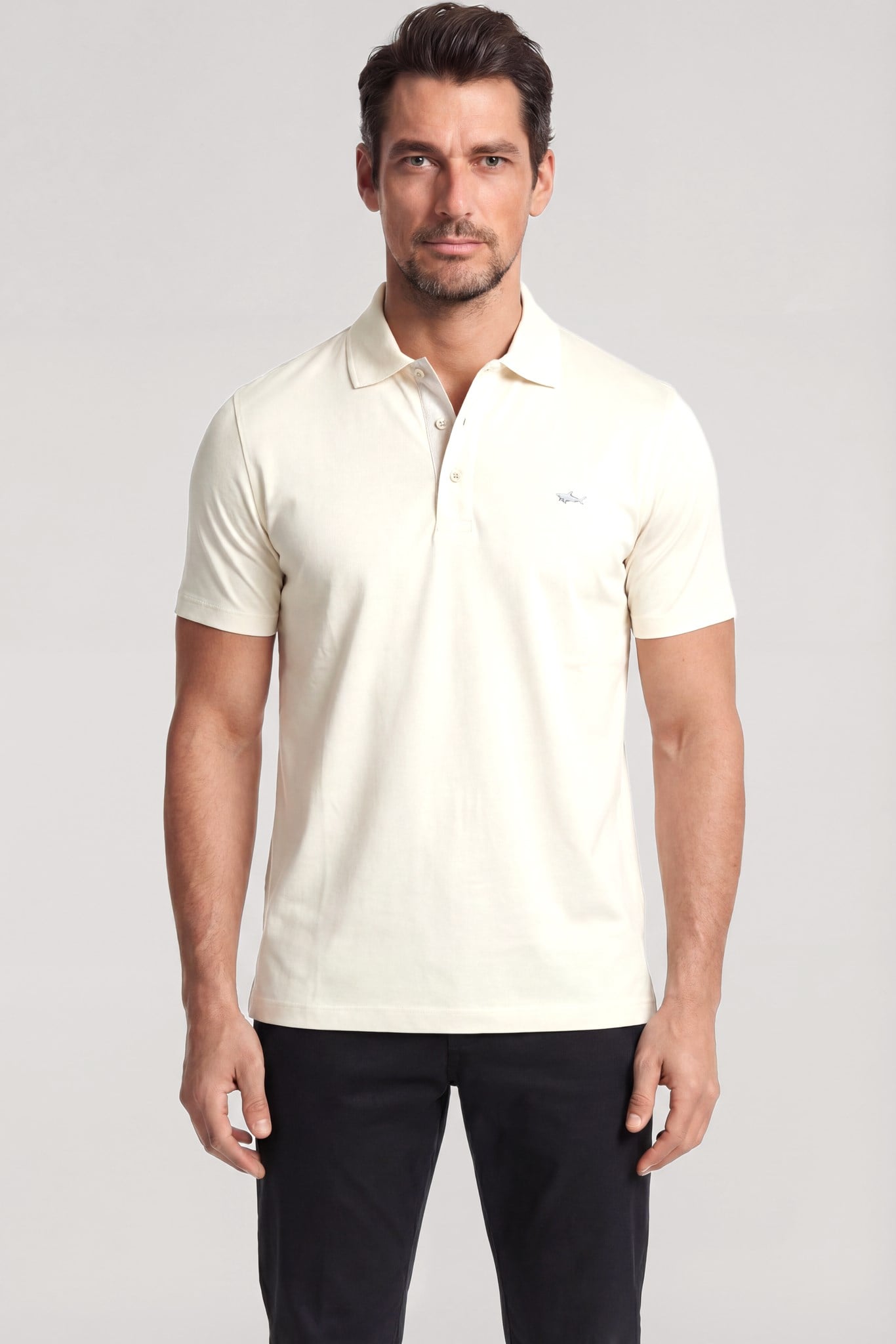 Paul Shark Paul Shark Erkek Normal Kesim Metalik Logo Detaylı Pamuklu Kısa Kollu Beyaz Polo Yaka T-Shirt 26411232SM-108
