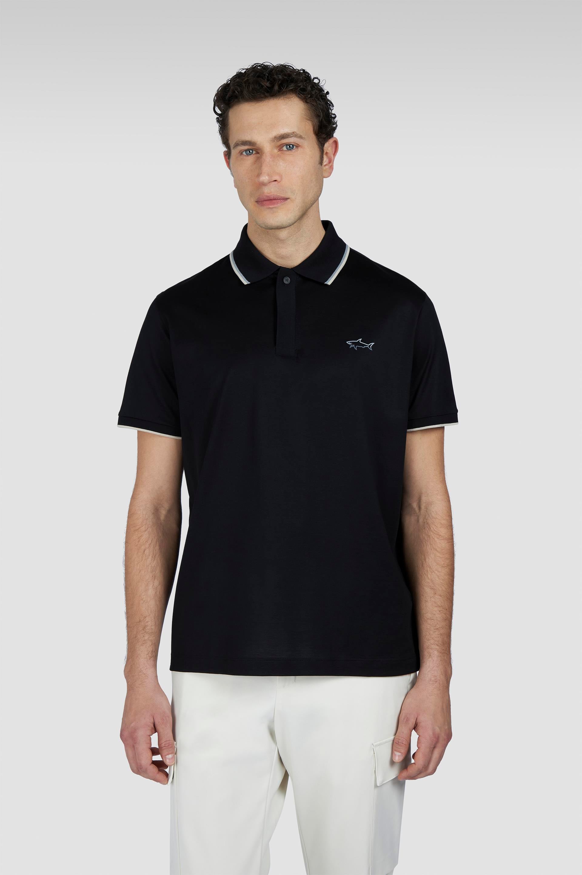 Paul Shark Paul Shark Erkek Pamuklu Marka Logolu Kısa Kollu Polo Yaka Siyah Polo Yaka T-Shirt 25411301-011