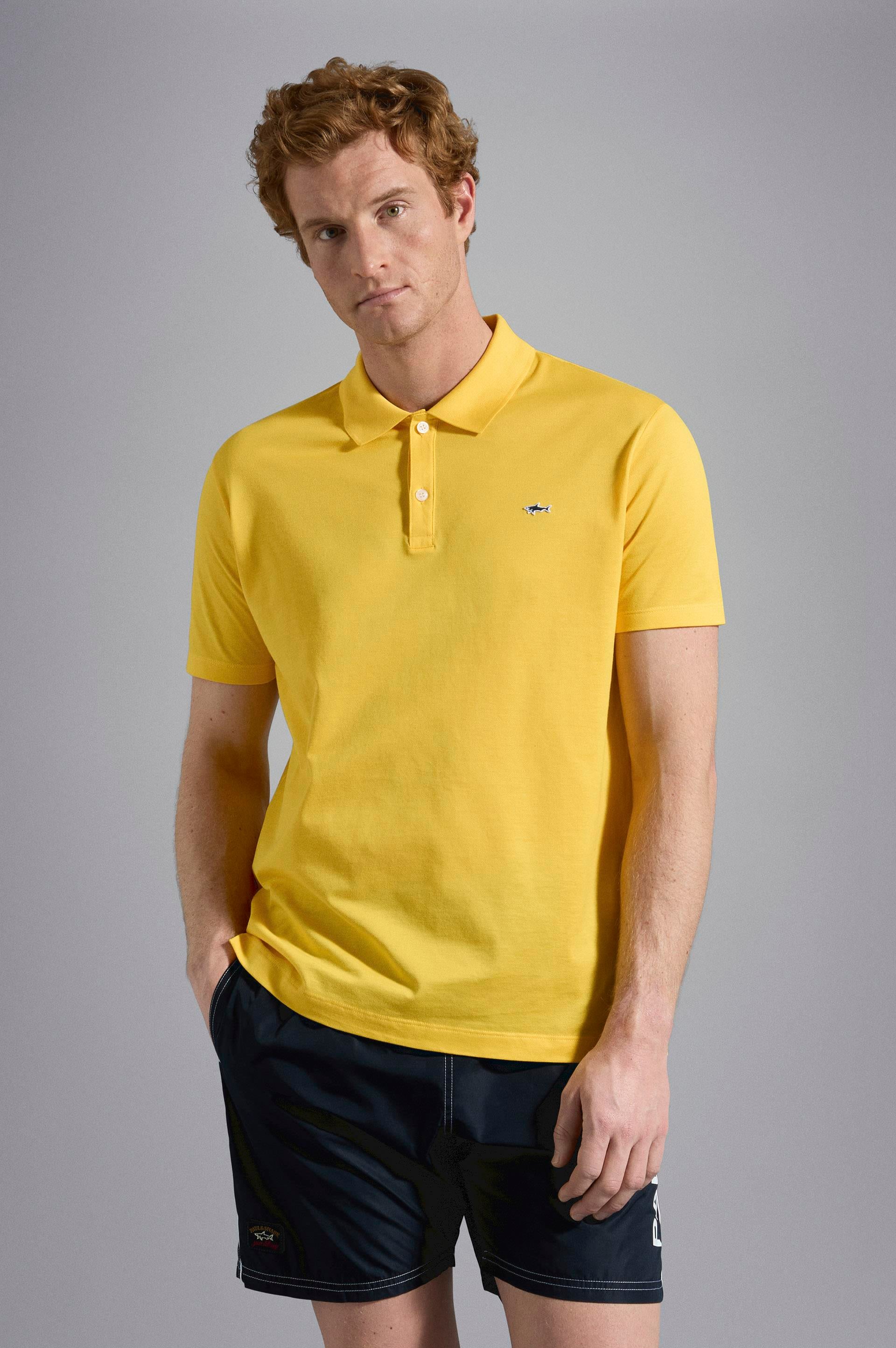 Paul Shark Paul Shark Erkek Pamuklu Polo Yaka Kısa Kollu Günlük Kullanım Sarı Polo Yaka T-Shirt C0P1013-458