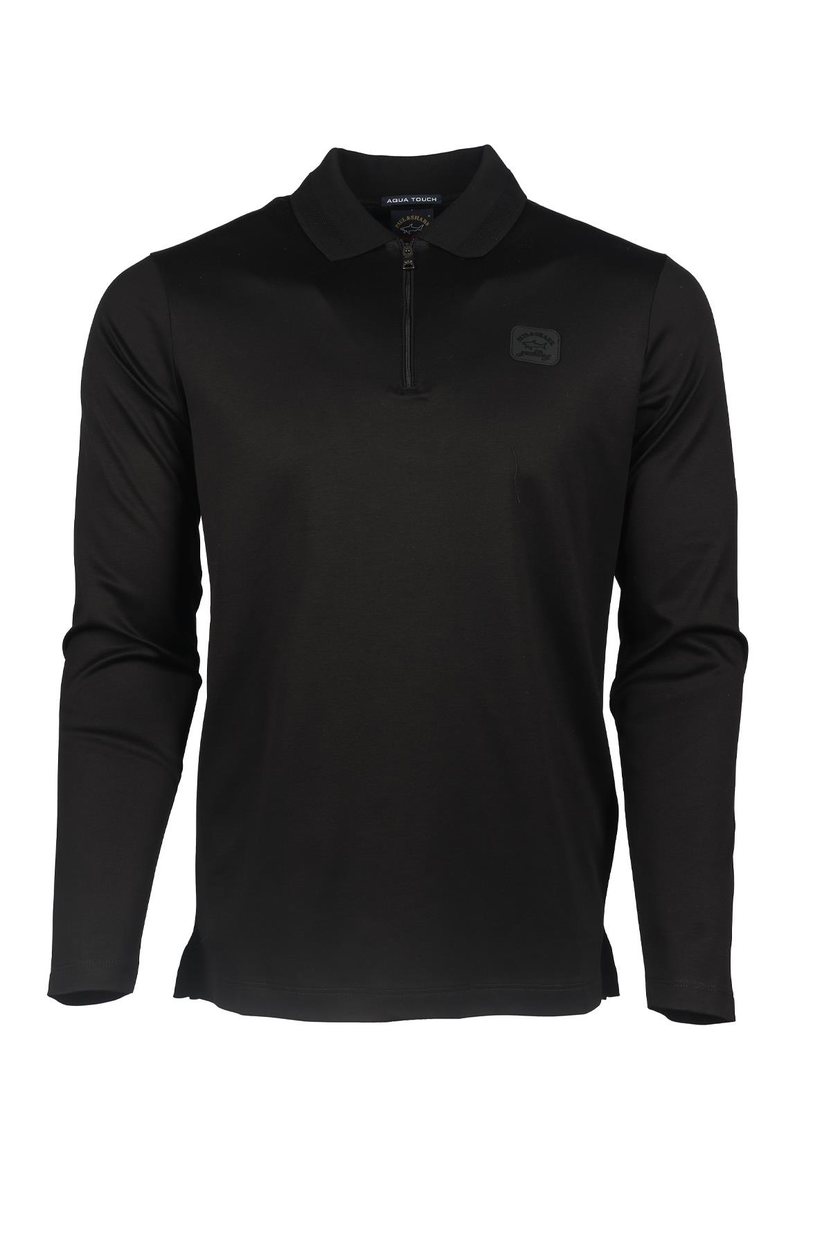 Paul Shark Paul Shark Erkek Pamuklu Polo Yaka Kısa Kollu Günlük Kullanım Siyah Polo Yaka T-Shirt 13311725A-011