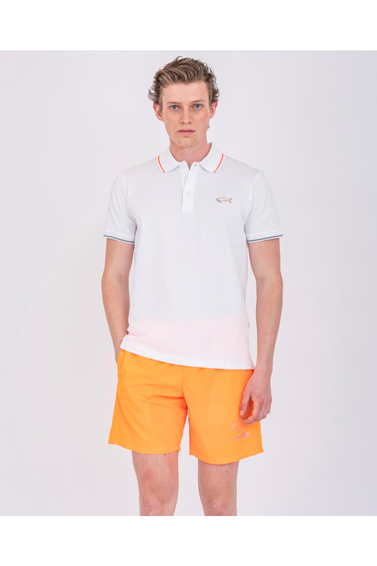 Paul Shark Paul Shark Erkek Pamuklu Regular Fit Düz Kısa Kollu Beyaz Polo Yaka T-Shirt 22411289-010
