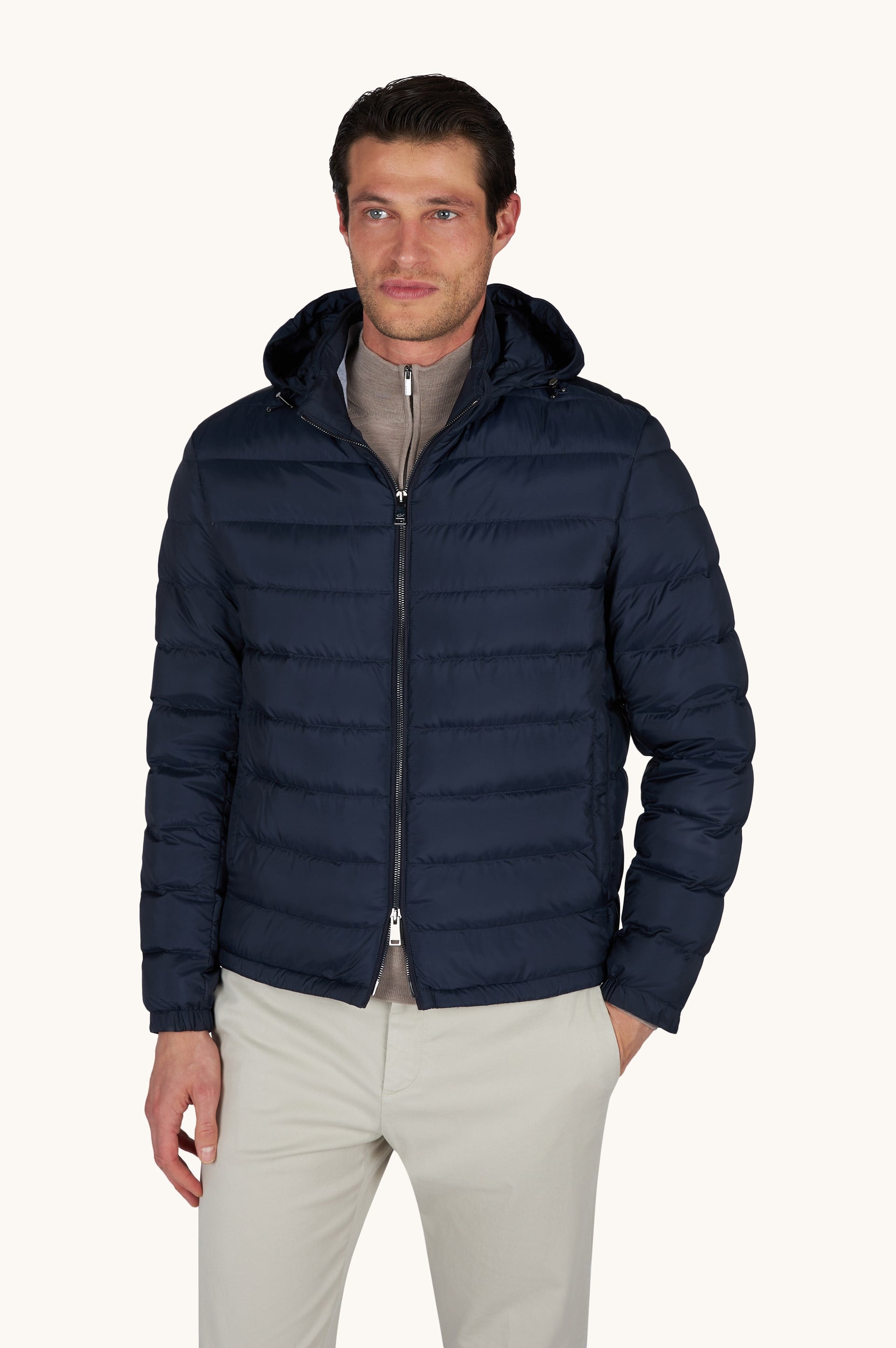 Paul Shark Paul Shark Erkek Pamuklu Regular Fit Kapitoneli Kapüşonlu Fermuarlı Lacivert Mont 99312008-013