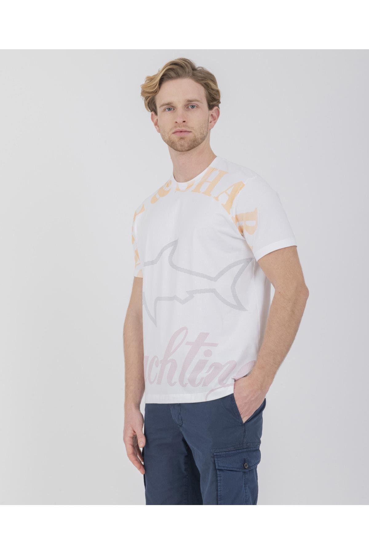 Paul Shark Paul Shark Erkek Pamuklu Regular Fit Düz Kısa Kollu Beyaz T-Shirt 22411009-010