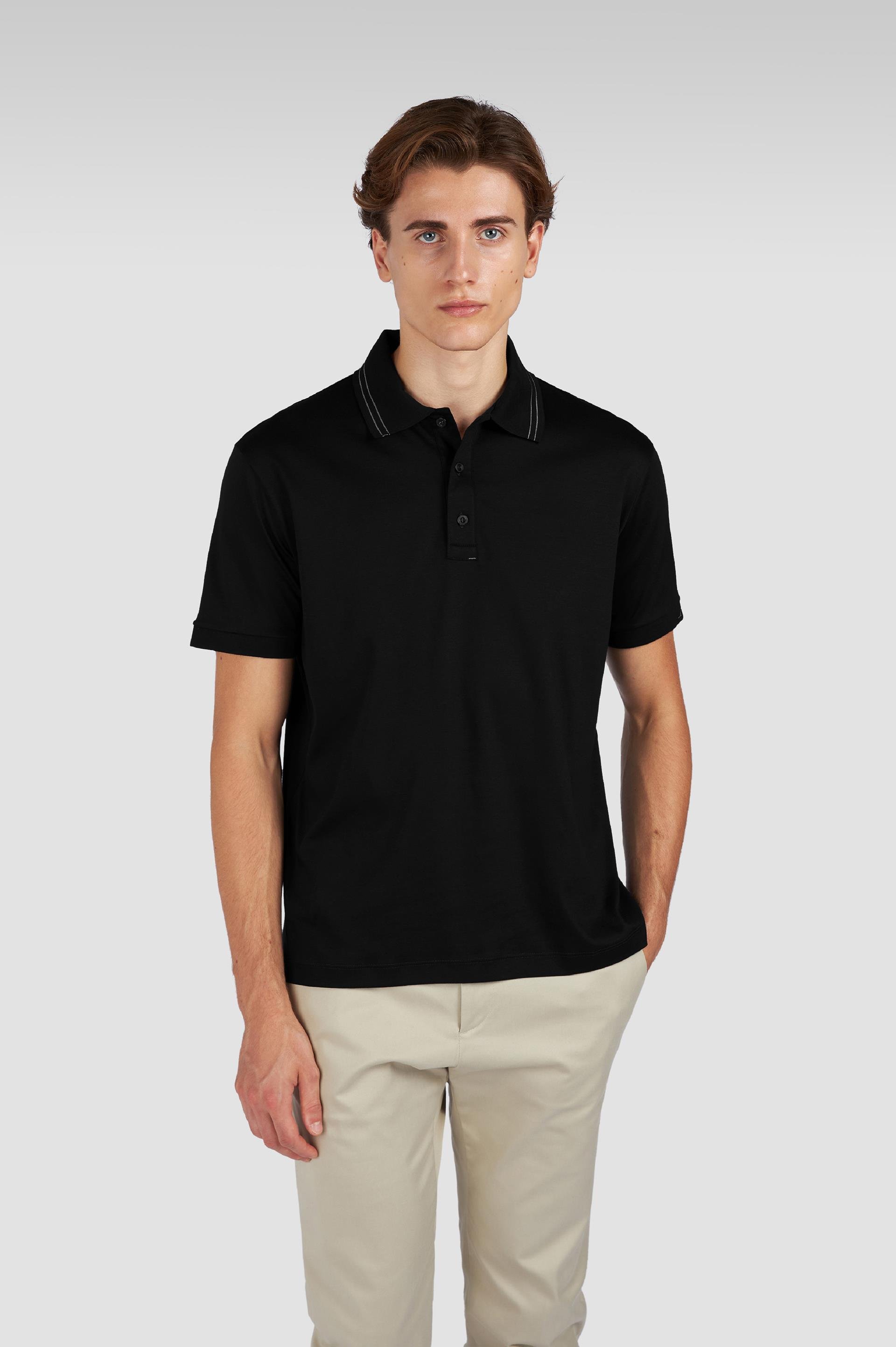 Paul Shark Paul Shark Erkek Regular Fit Pamuklu Kısa Kollu Siyah-Gümüş Polo Yaka T-Shirt 15311724-11D