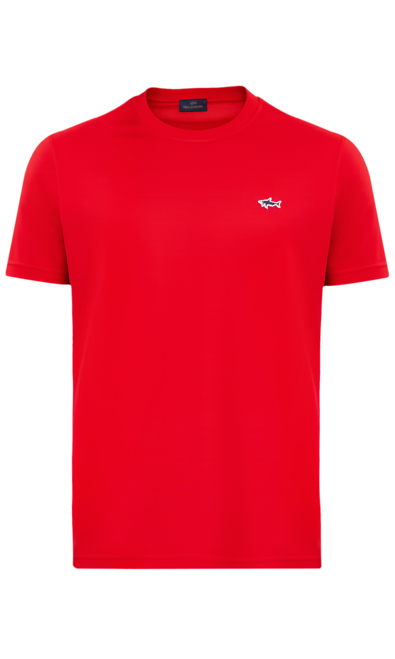 Paul Shark Paul Shark Erkek Regular Fit Ribanalı Yakalı Metalik Logo Detaylı Pamuklu Kısa Kollu Kırmızı T-Shirt 99311005A-577