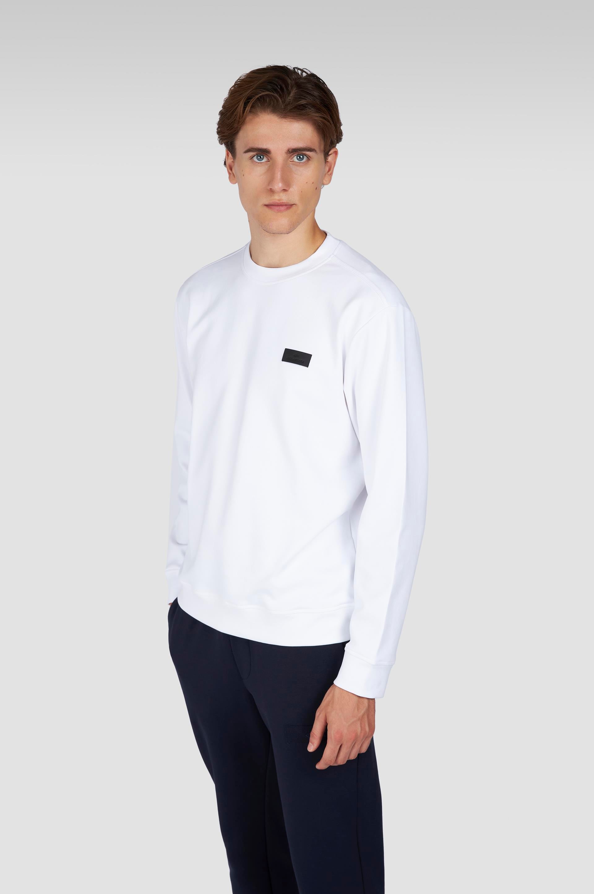 Paul Shark Paul Shark Erkek Regular Fit Pamuklu Shark Logo Etiketki Uzun Kollu Beyaz Sweatshirt 15311863-010