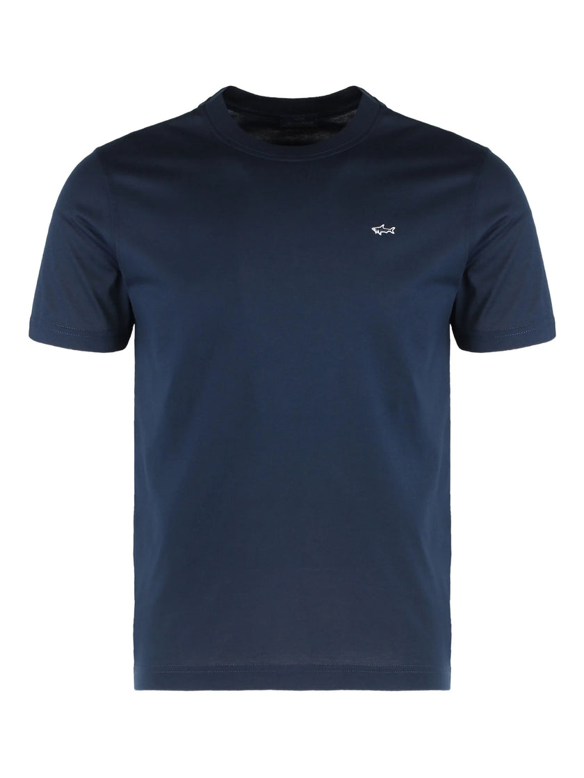 Paul Shark Paul Shark Erkek Regular Fit Ribanalı Yakalı Metalik Logo Detaylı Pamuklu Kısa Kollu Lacivert T-Shirt 99311005A-013