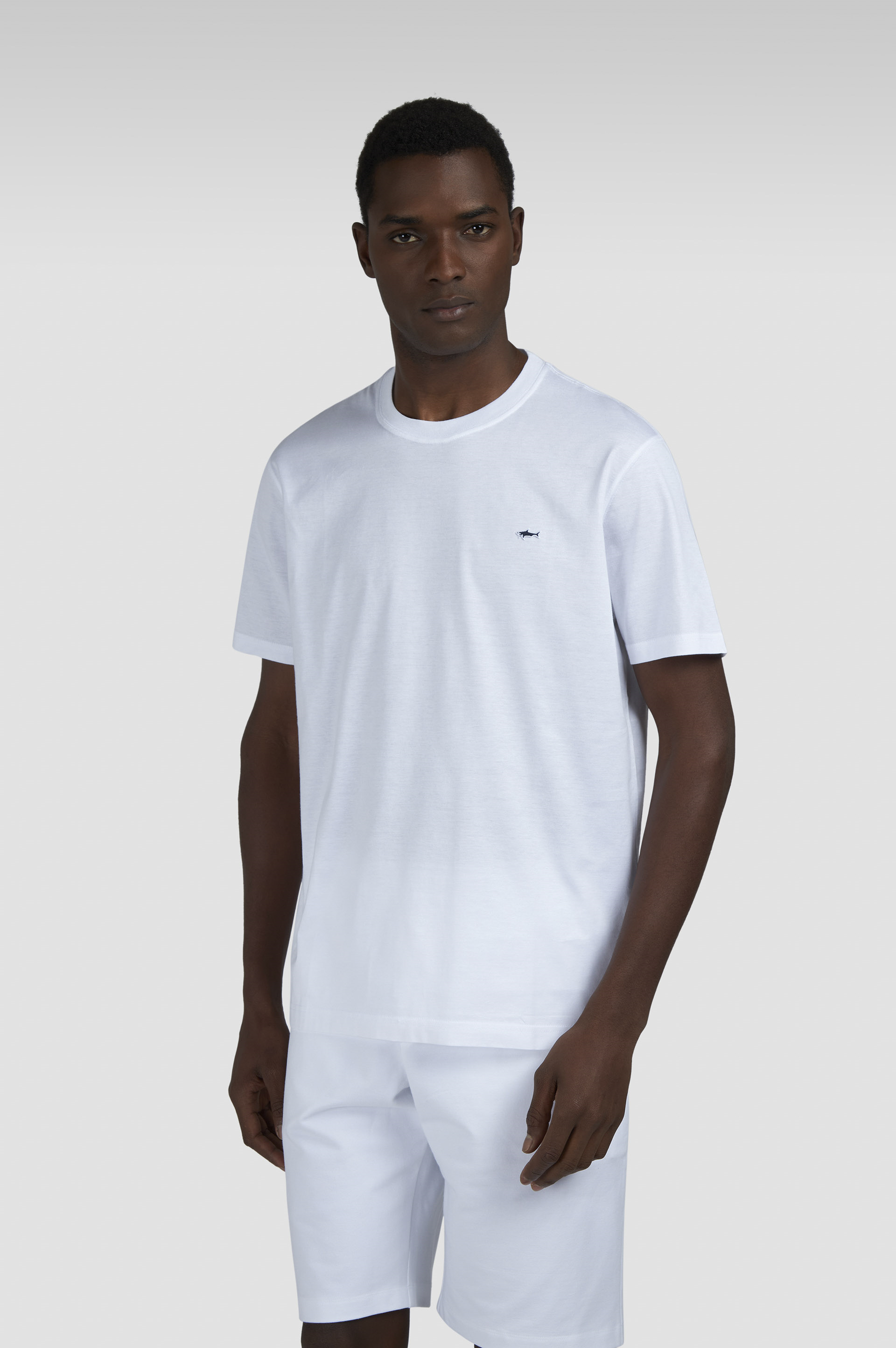 Paul Shark Paul Shark Erkek Regular Fit Ribanalı Yakalı Metalik Logo Detaylı Pamuklu Kısa Kollu Beyaz T-Shirt 99311005-010