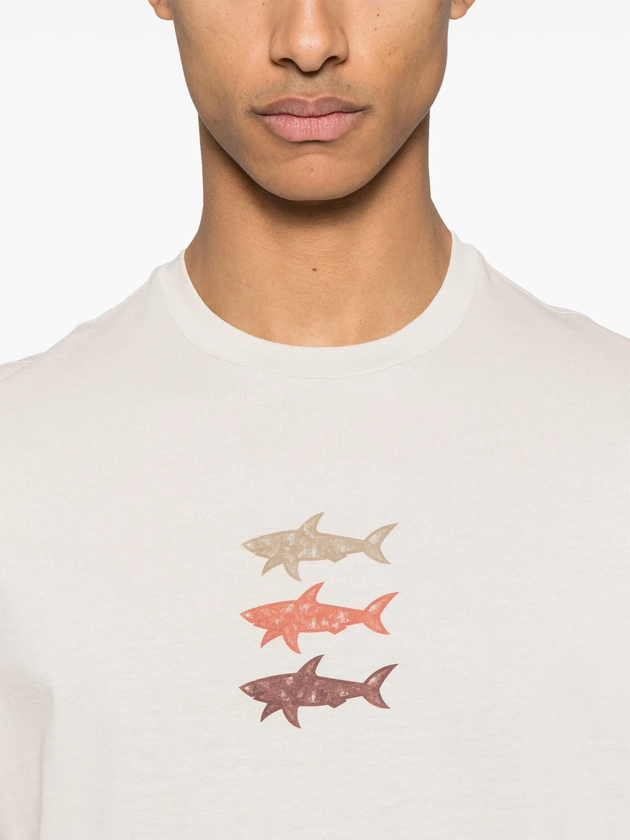 Paul Shark Paul Shark Erkek Regular Fit Yuvarlak Yaka %100 Pamuklu Kısa Kollu Bej T-Shirt 25411025-348