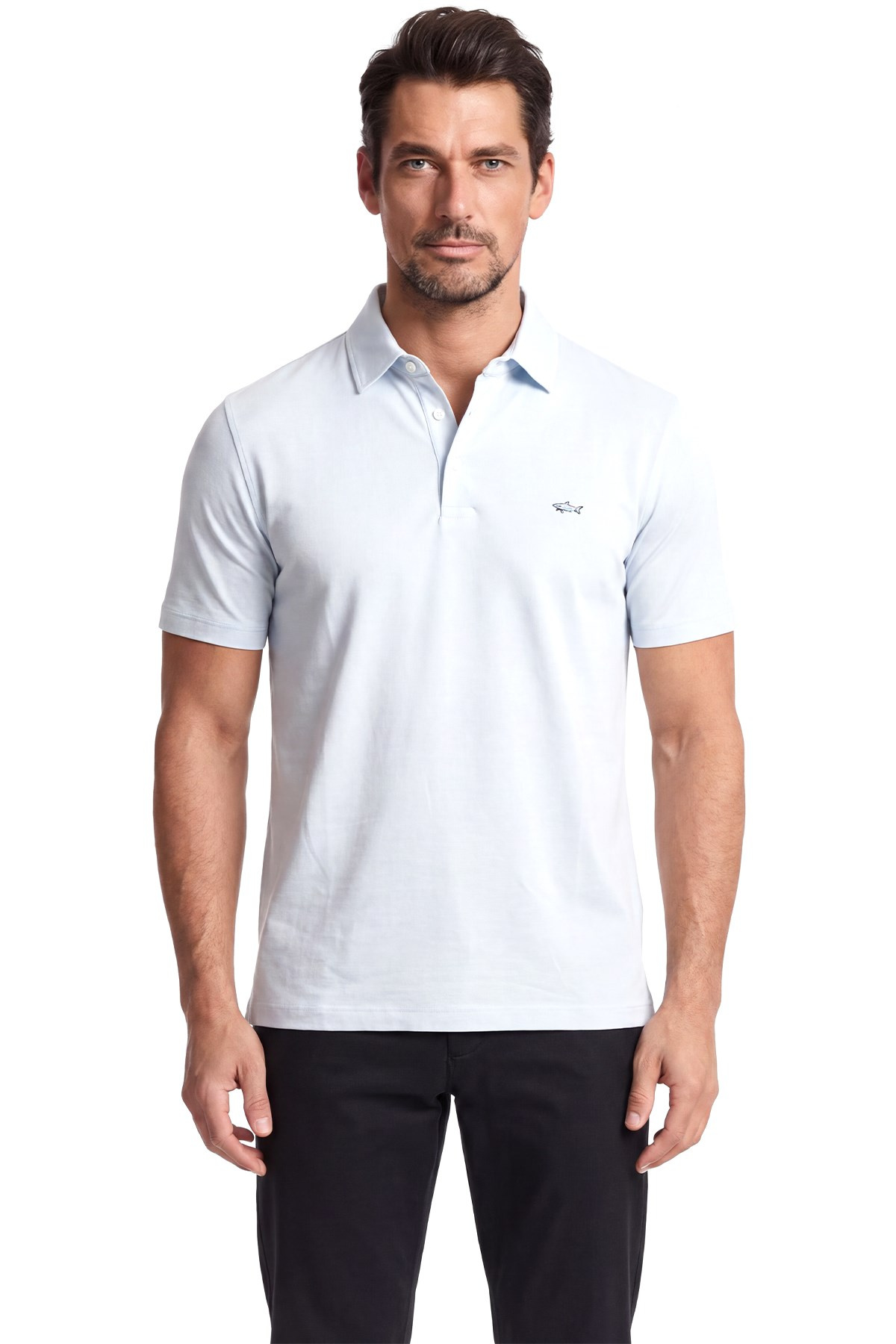 Paul Shark Paul Shark Erkek Regular Fit Pamuklu Kısa Kollu Logo Detaylı Mavi Polo Yaka T-Shirt 26411253SM-394
