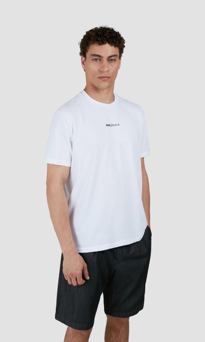 Paul Shark Paul Shark Erkek Regular Fit Yuvarlak Yaka İnce %100 Pamuklu Kısa Kollu Beyaz T-Shirt 25411060-010