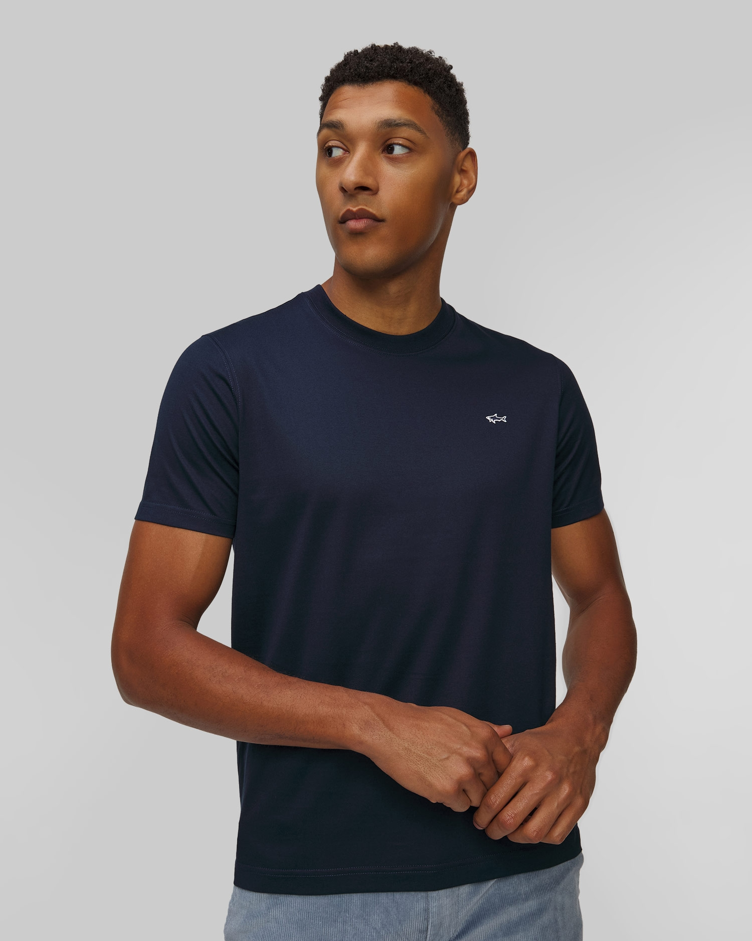 Paul Shark Paul Shark Erkek Regular Fit Ribanalı Yakalı Metalik Logo Detaylı Pamuklu Kısa Kollu Lacivert T-Shirt 99311005-013
