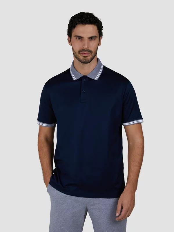 Paul Shark Paul Shark Erkek Regular Fit Yakası ve Kolları Şerit Çizgili Pamuklu Kısa Kollu Lacivert Polo Yaka T-Shirt 25411310-013