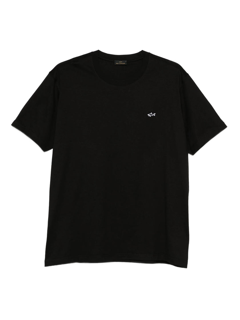 Paul Shark Paul Shark Erkek Regular Fit Ribanalı Yakalı Metalik Logo Detaylı Pamuklu Kısa Kollu Siyah T-Shirt 99311005A-011