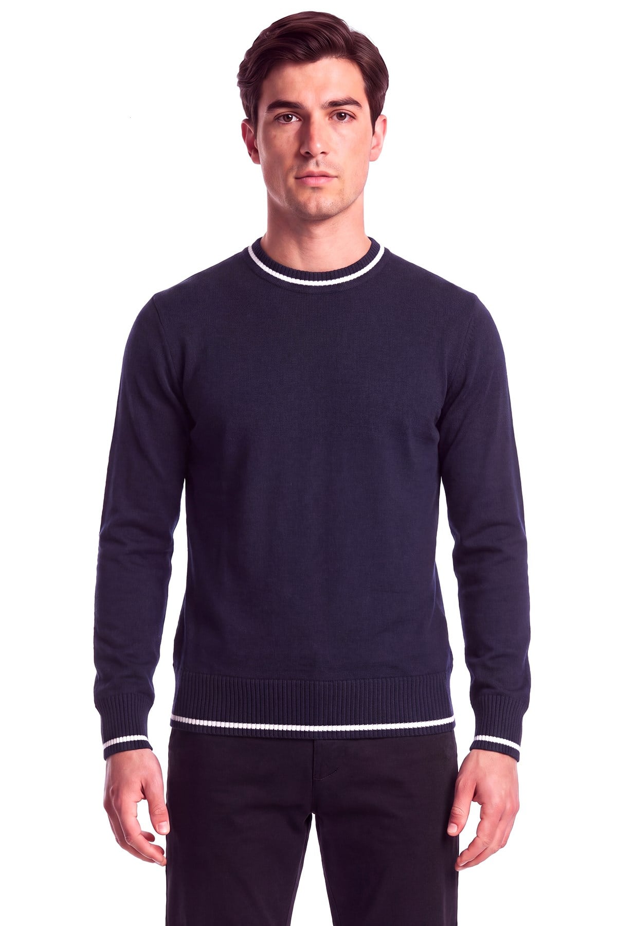 Paul Shark Paul Shark Erkek Regular Fit Yuvarlak Yakalı Yumuşak Yün Kumaşlı Uzun Kollu Lacivert Kazak 16311068-050