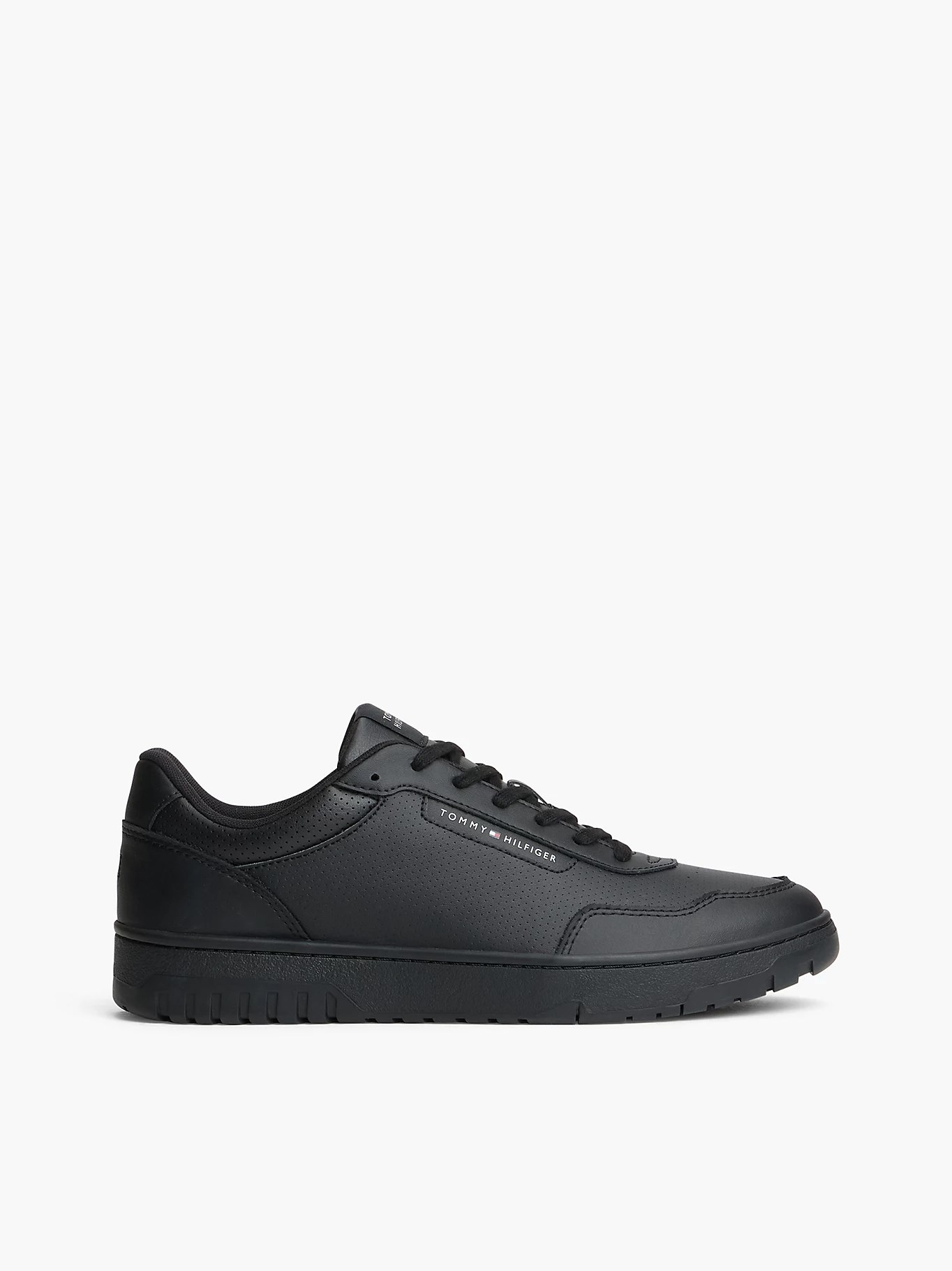 Tommy Hilfiger Tommy Hilfiger Erkek Deri Bağlamalı Rahat Taban Düz Model Siyah Sneaker FM0FM05927-BDS