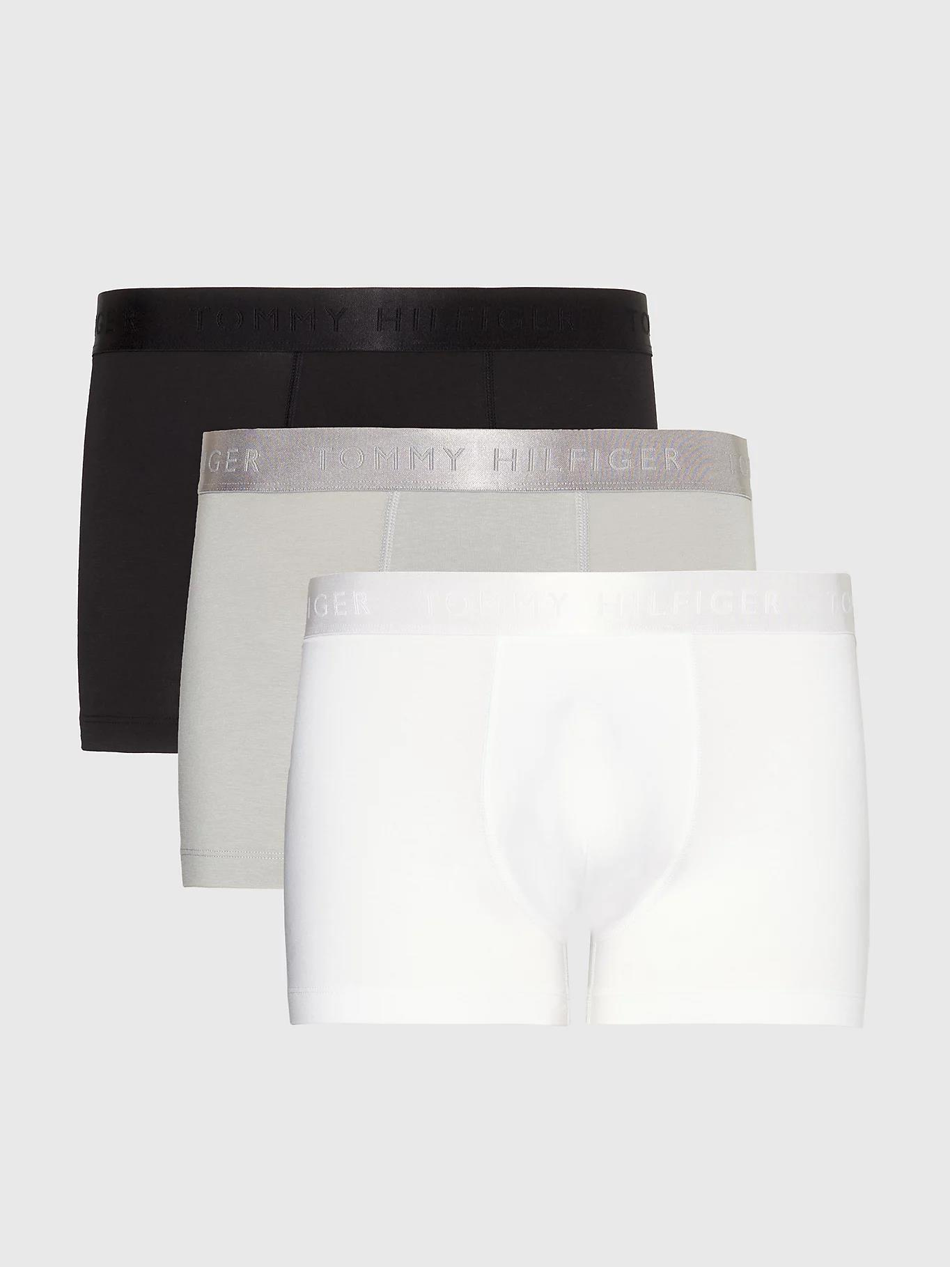 Tommy Hilfiger Tommy Hilfiger Erkek Dokuma Kumaş  Normal Bel  Düz Model Siyah-Beyaz-Gri Boxer UM0UM02760-0SB