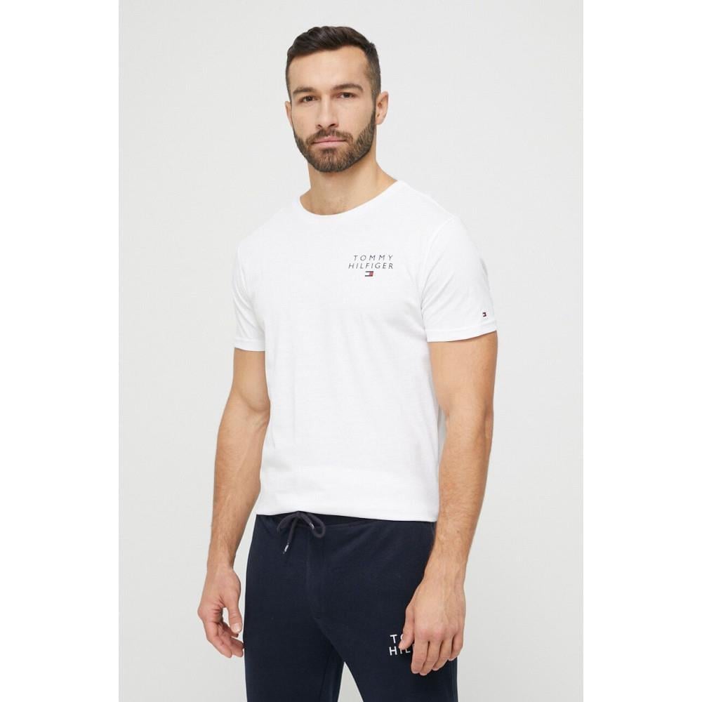 Tommy Hilfiger Tommy Hilfiger Erkek Dokuma Kumaş Kısa Kol Düz Model Beyaz T-Shirt UM0UM02916-YBR