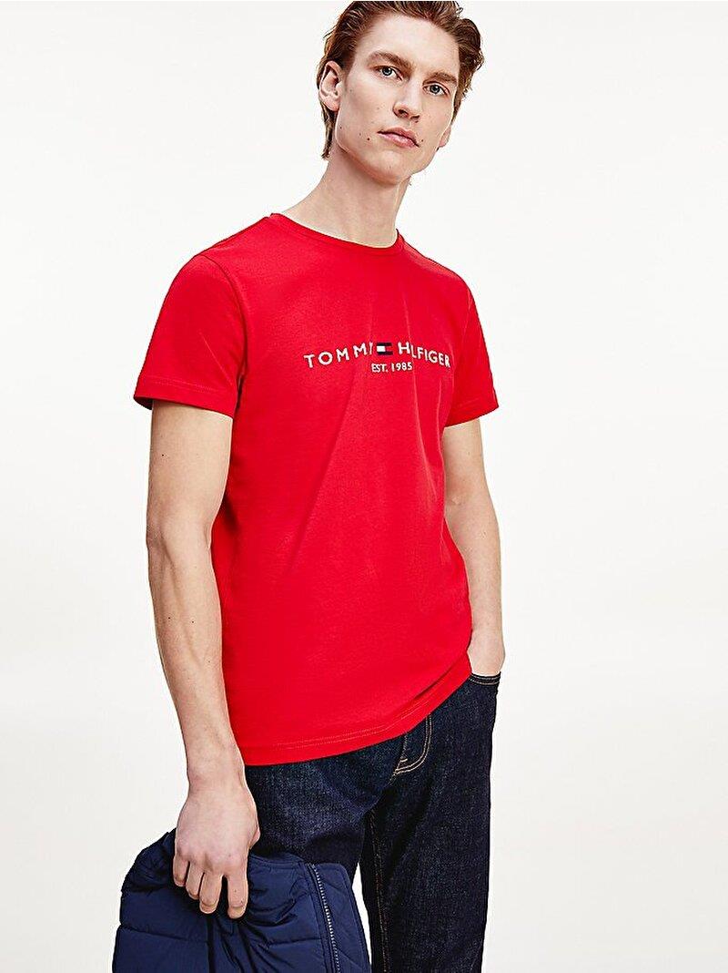 Tommy Hilfiger Tommy Hilfiger Erkek Dokuma Kumaş Kısa Kol Düz Model Kırmızı T-Shirt MW0MW11797-XLG