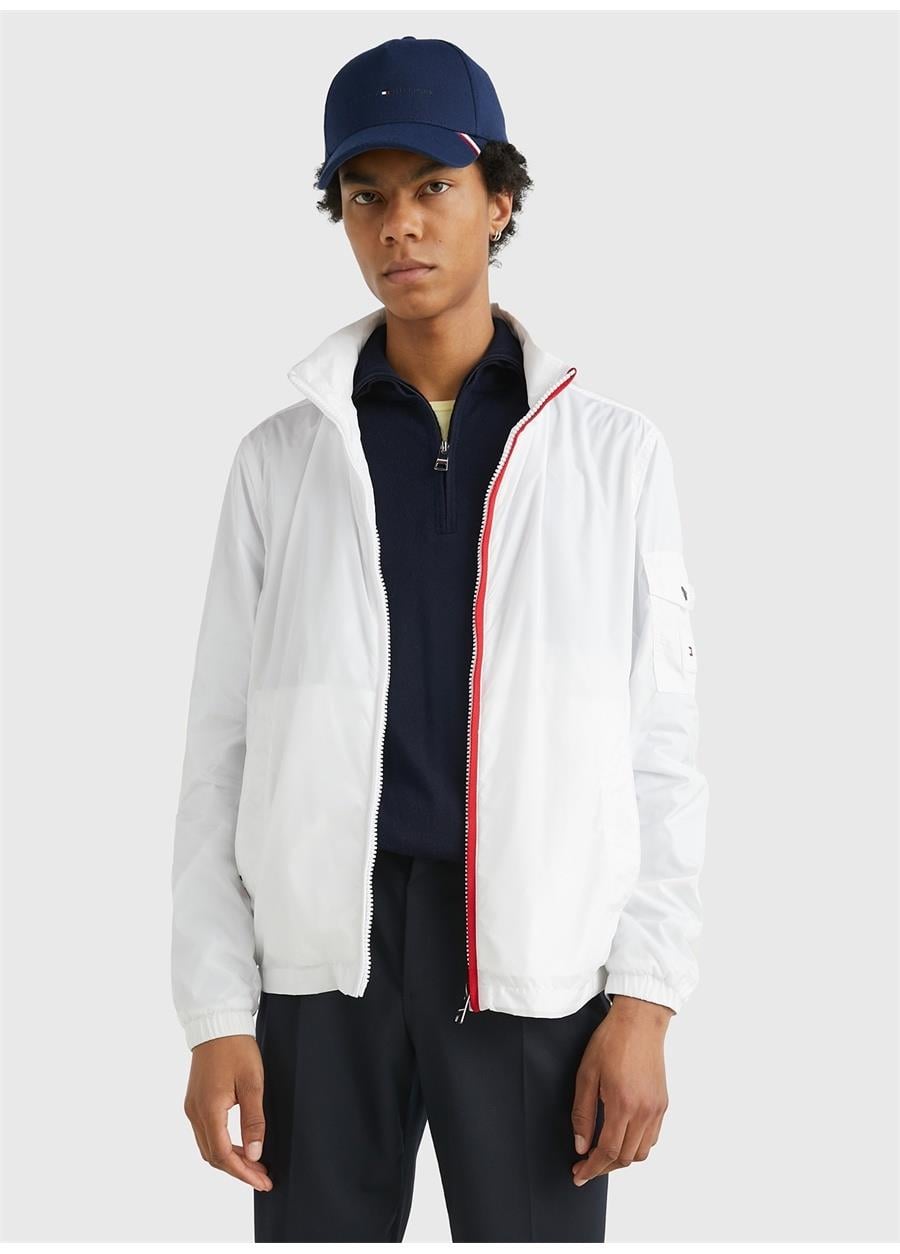 Tommy Hilfiger Tommy Hilfiger Erkek Dokuma  Uzun Kollu Günlük Beyaz Mont MW0MW29945-YCF