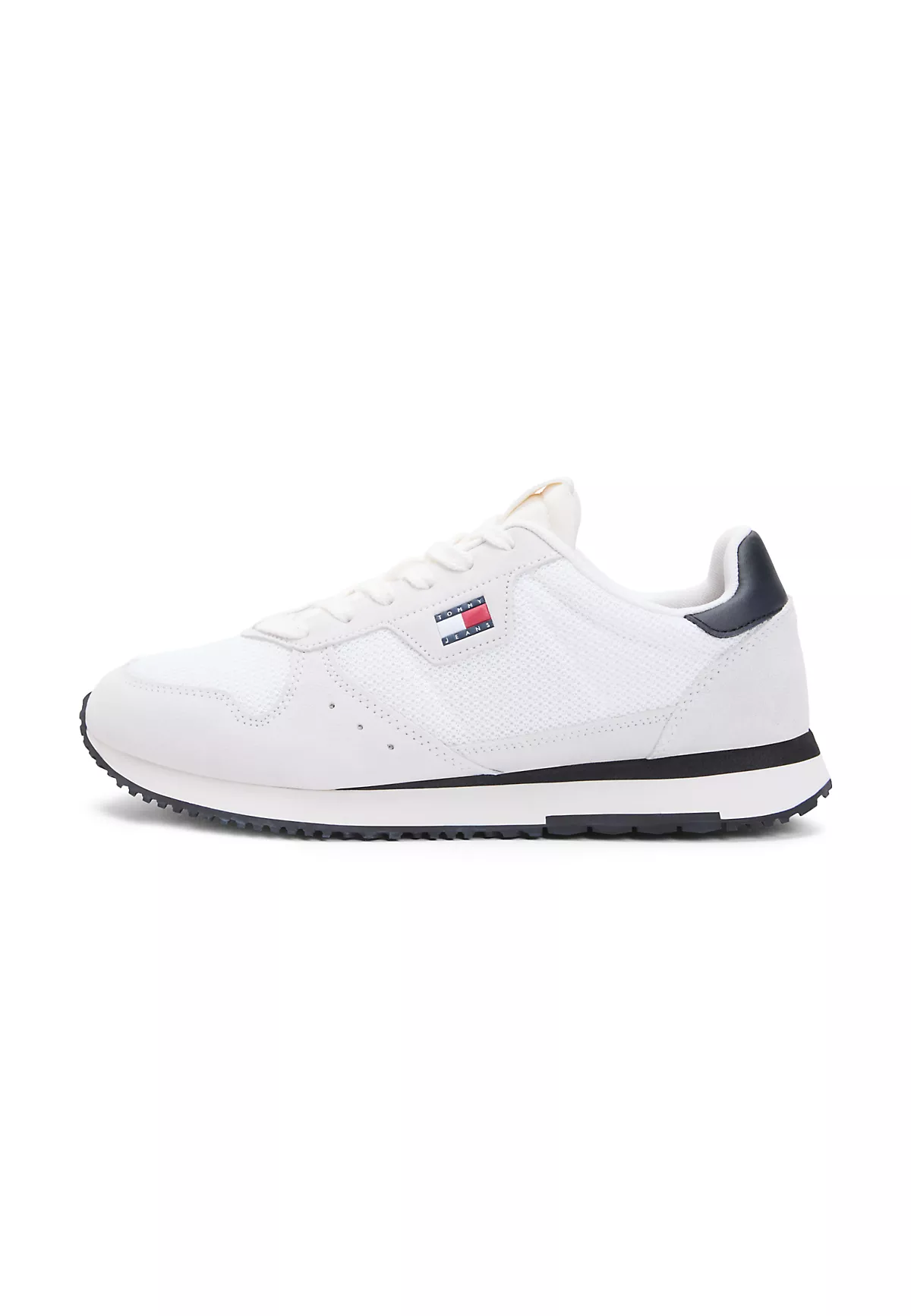 Tommy Hilfiger Tommy Hilfiger Erkek Düşük Bilekli Deri Detaylı Nefes Alabilen Tasarımlı Beyaz Sneaker EM0EM01690-0K9