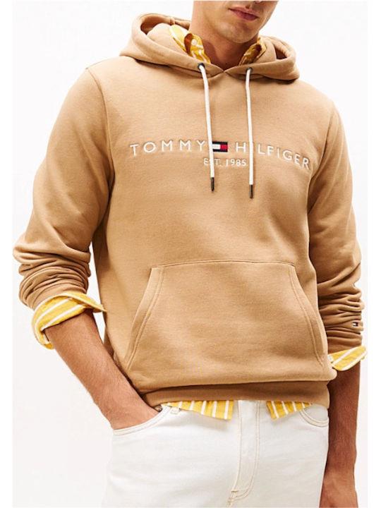 Tommy Hilfiger Tommy Hilfiger Erkek Logolu Kapüşonlu Uzun Kollu Günlük Kullanım Bej Sweatshirt MW0MW11599-GV7