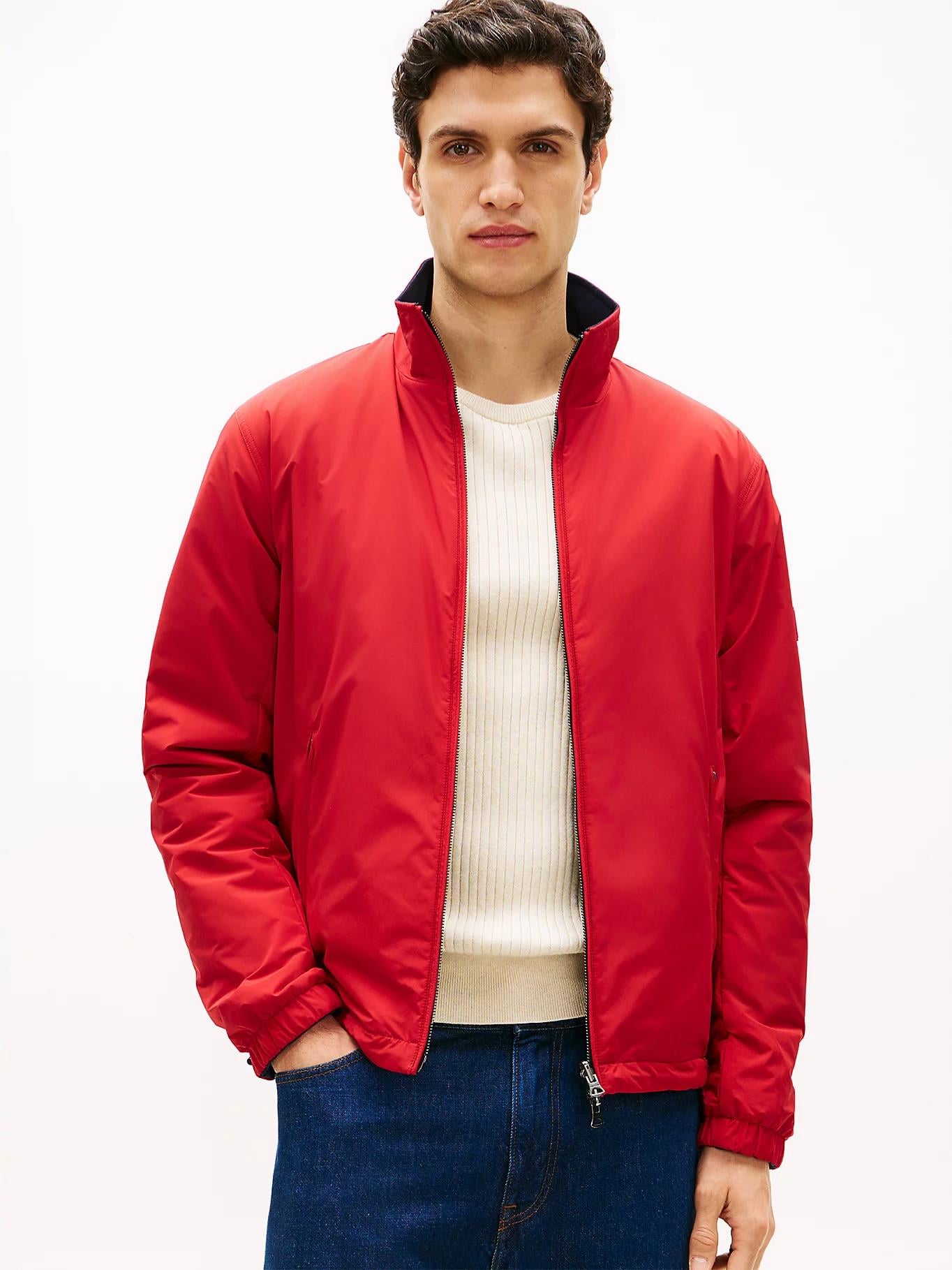 Tommy Hilfiger Tommy Hilfiger Erkek Normal Kalıp Çift Taraflı Dik Yakalı Uzun Kollu Kırmızı-Lacivert Ceket MW0MW41862-XLD