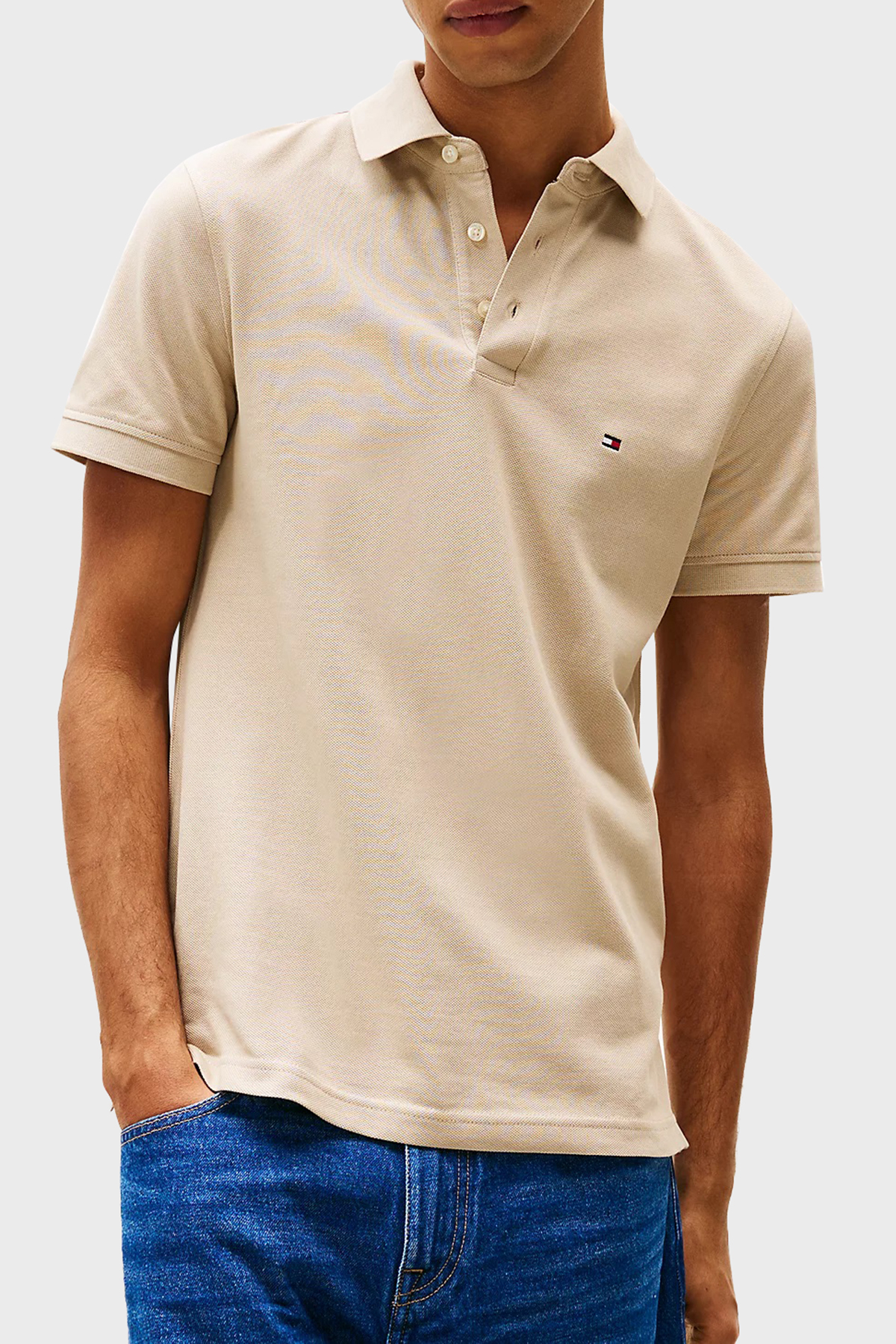 Tommy Hilfiger Tommy Hilfiger Erkek Pamuklu Polo Yakalı Düğme Kapamalı Kısa Kollu Haki Polo Yaka T-Shirt MW0MW17771-RBT