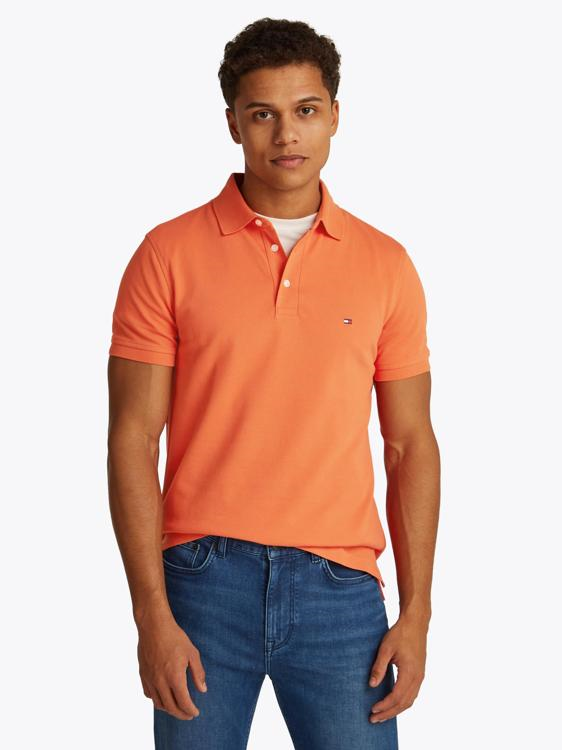 Tommy Hilfiger Tommy Hilfiger Erkek Pamuklu Polo Yakalı Düğme Kapamalı Kısa Kollu Turuncu Polo Yaka T-Shirt MW0MW17771-SCX