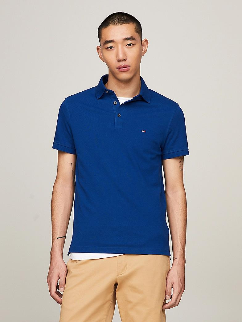 Tommy Hilfiger Tommy Hilfiger Erkek Pamuklu Polo Yakalı Düğme Kapamalı Kısa Kollu Lacivert Polo Yaka T-Shirt MW0MW17771-C5J