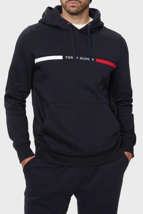 Tommy Hilfiger Tommy Hilfiger Erkek Regular Fit Kapüşonlu Logo Baskılı Pamuklu Uzun Kollu Lacivert Sweatshirt MW0MW37361-DW5