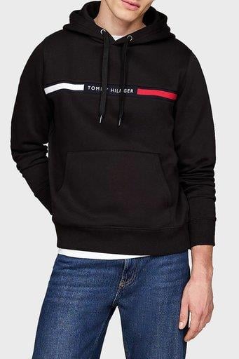 Tommy Hilfiger Tommy Hilfiger Erkek Regular Fit Kapüşonlu Logo Baskılı Pamuklu Uzun Kollu Siyah Sweatshirt MW0MW37361-BDS