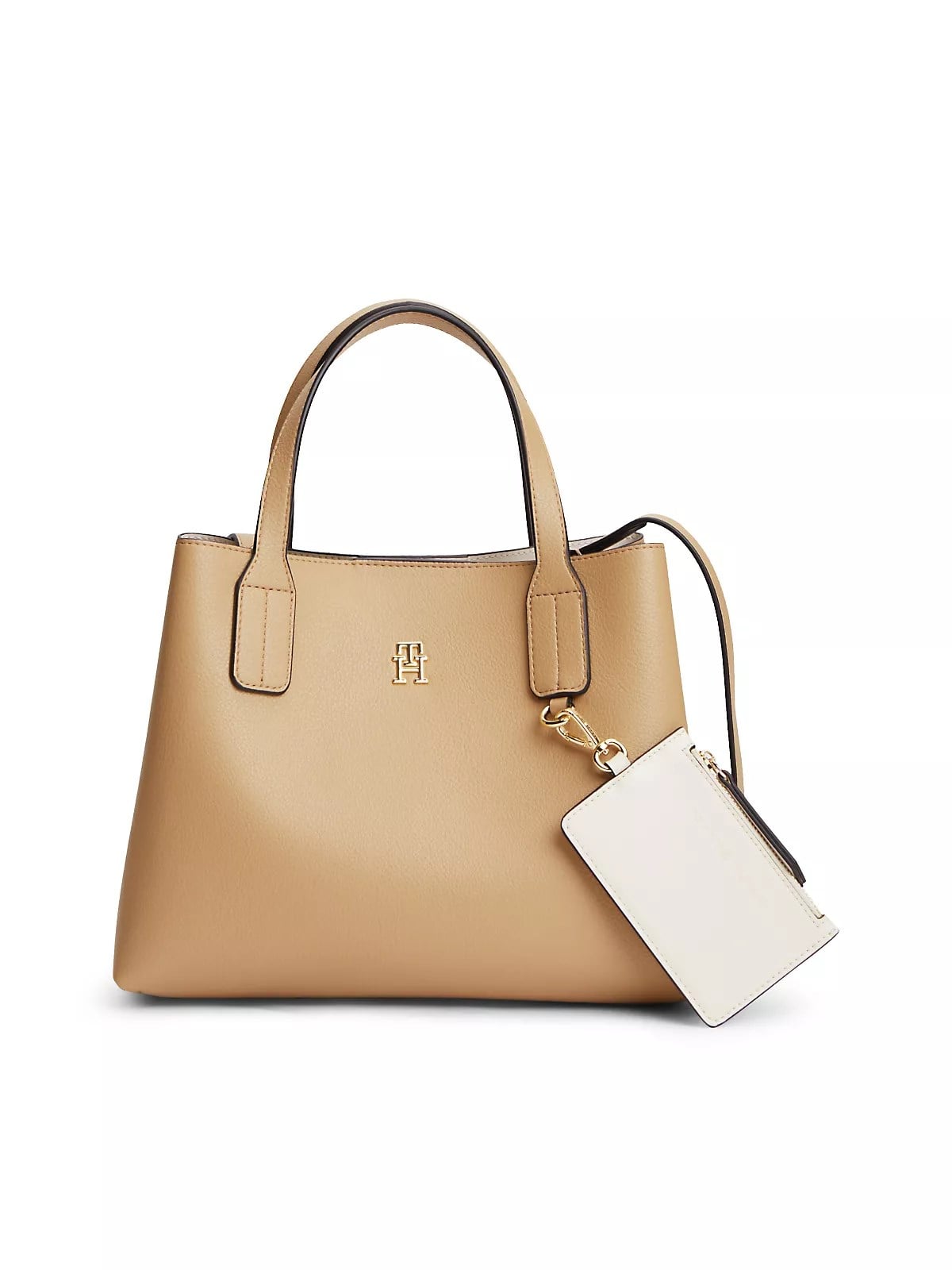 Tommy Hilfiger Tommy Hilfiger Kadın Çıkarılabilir Mini Askılı ve Cüzdanlı TH Monogram Logolu Bej Omuz Çantası AW0AW18722-RBL