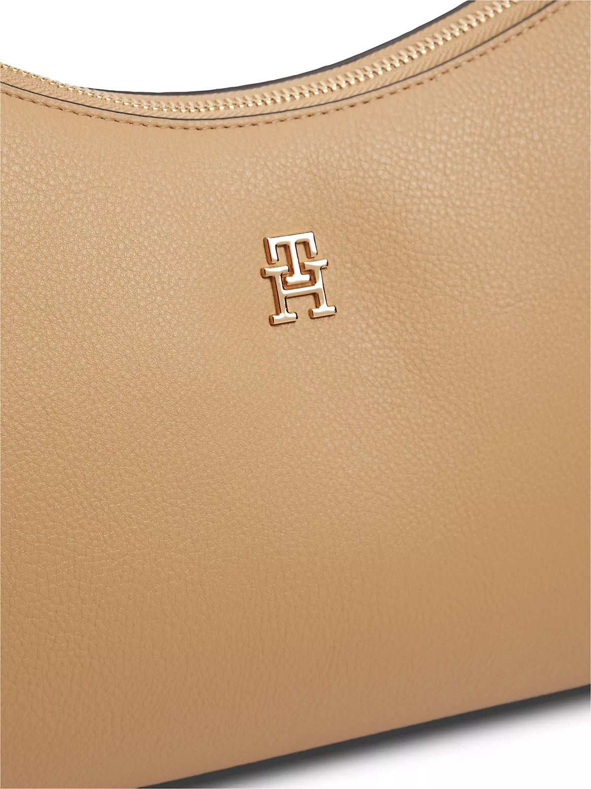 Tommy Hilfiger Tommy Hilfiger Kadın Çıkarılabilir Mini Cüzdanlı Fermuarlı Kısa Kulplu TH Monogram Logolu Bej Omuz Çantası AW0AW18720-RBL