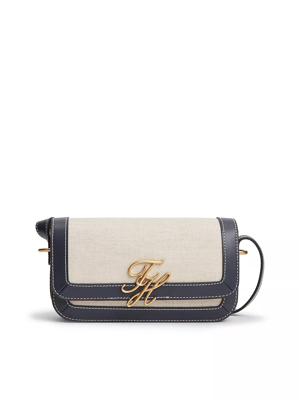 Tommy Hilfiger Tommy Hilfiger Kadın Deri Metal Toka Kapamalı Ayarlanabilir Kayış Lacivert Omuz Çantası AW0AW18737-DW6