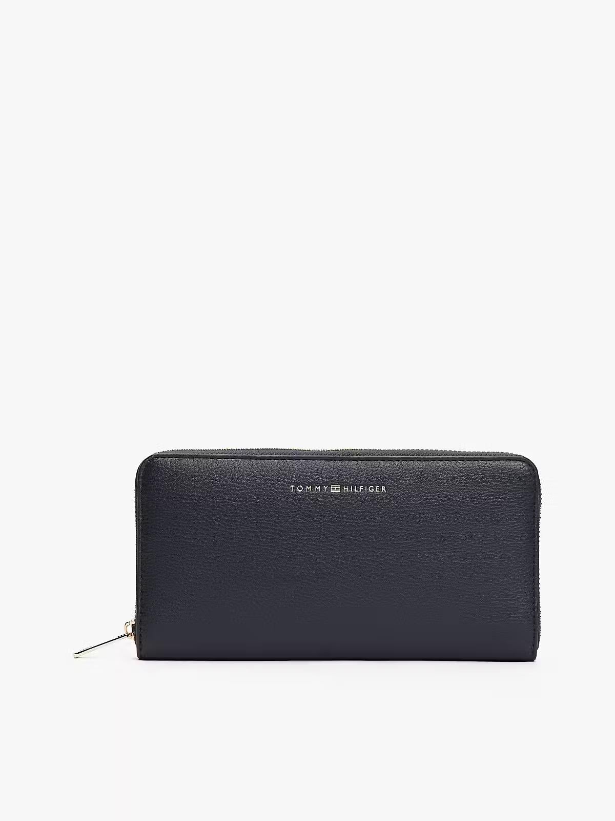 Tommy Hilfiger Tommy Hilfiger Kadın Deri Fermuar Kapama Metal Logo Kart Ve Nakit Bölmeli Lacivert Cüzdan AW0AW18125-DW6