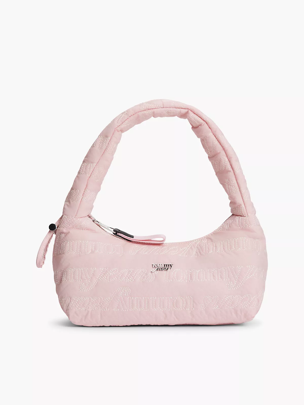Tommy Hilfiger Tommy Hilfiger Kadın İşleme Desenli Kısa Askılı Fermuarlı Pembe Omuz Çantası AW0AW18467-TOP