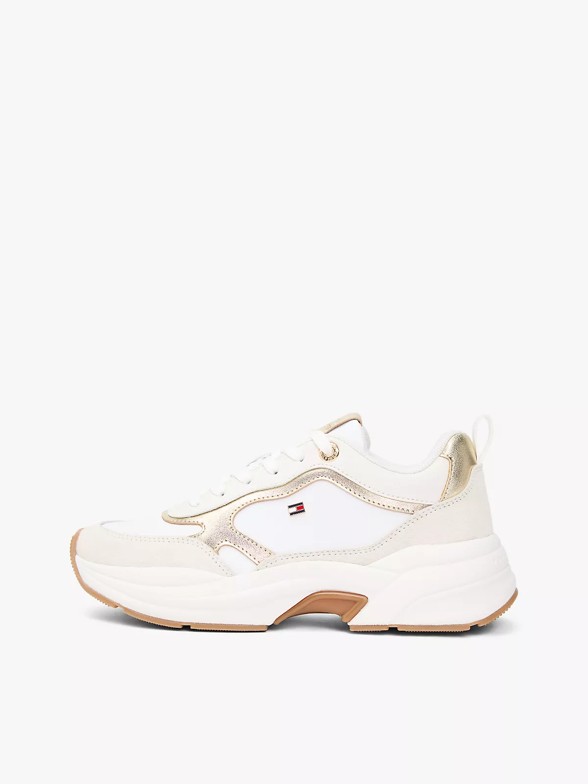 Tommy Hilfiger Tommy Hilfiger Kadın Kalın Topuk Deri Bağcıklı Rahat Taban Altın Sneaker FW0FW09204-0HU