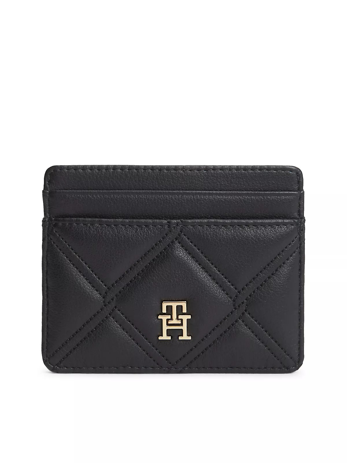 Tommy Hilfiger Tommy Hilfiger Kadın Metalik TH Logolu Dikiş Detaylı Suni Deri Siyah Kartlık AW0AW18700-BDS