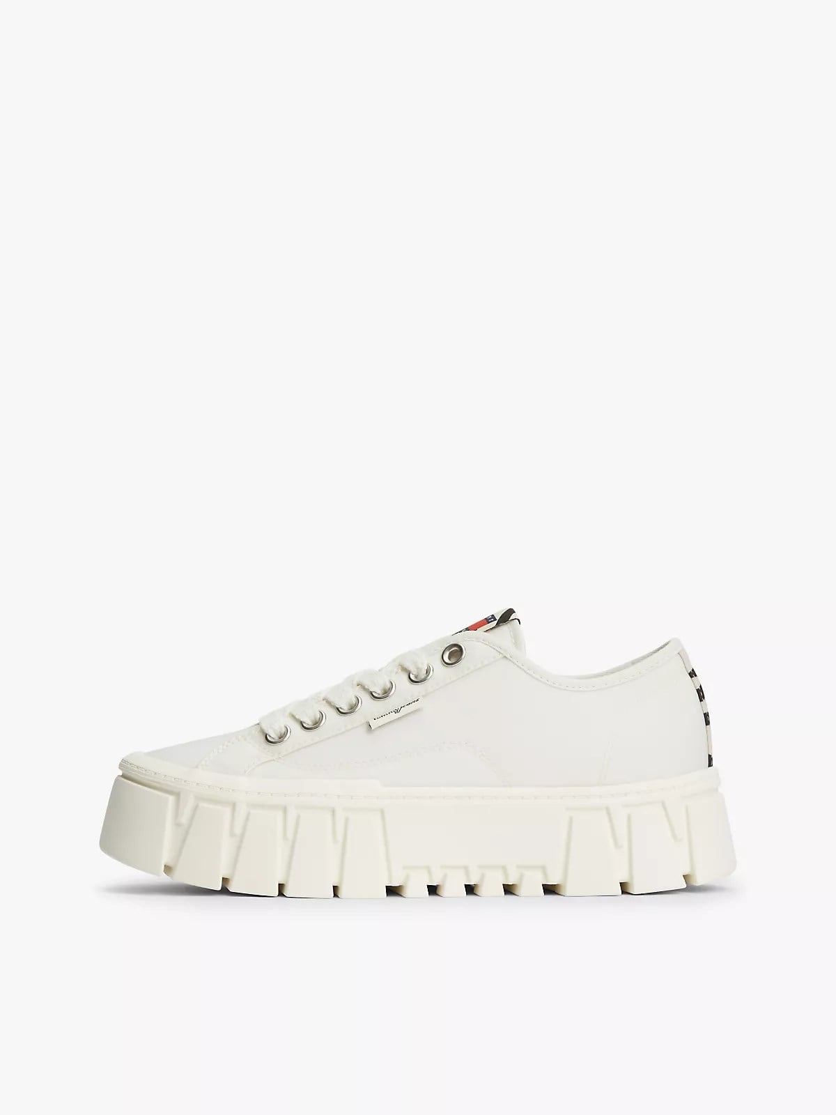 Tommy Hilfiger Tommy Hilfiger Kadın Platform Tabanlı Düşük Bilekli Desenli Ekru Sneaker EN0EN03070-YBI