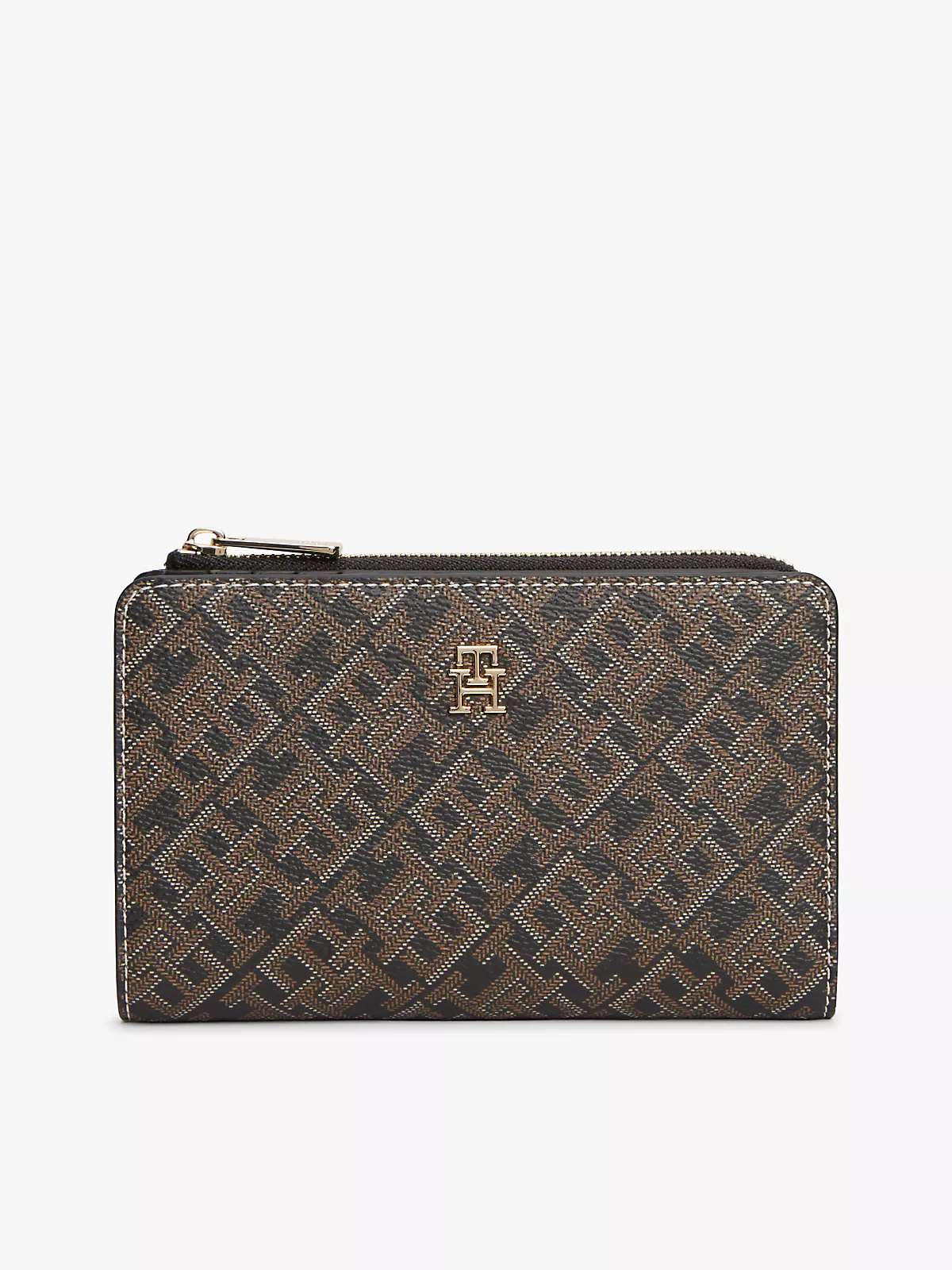 Tommy Hilfiger Tommy Hilfiger Kadın TH Monogram Logo Detaylı Ekstra Kart Bölmeli Siyah Cüzdan AW0AW18594-0GJ