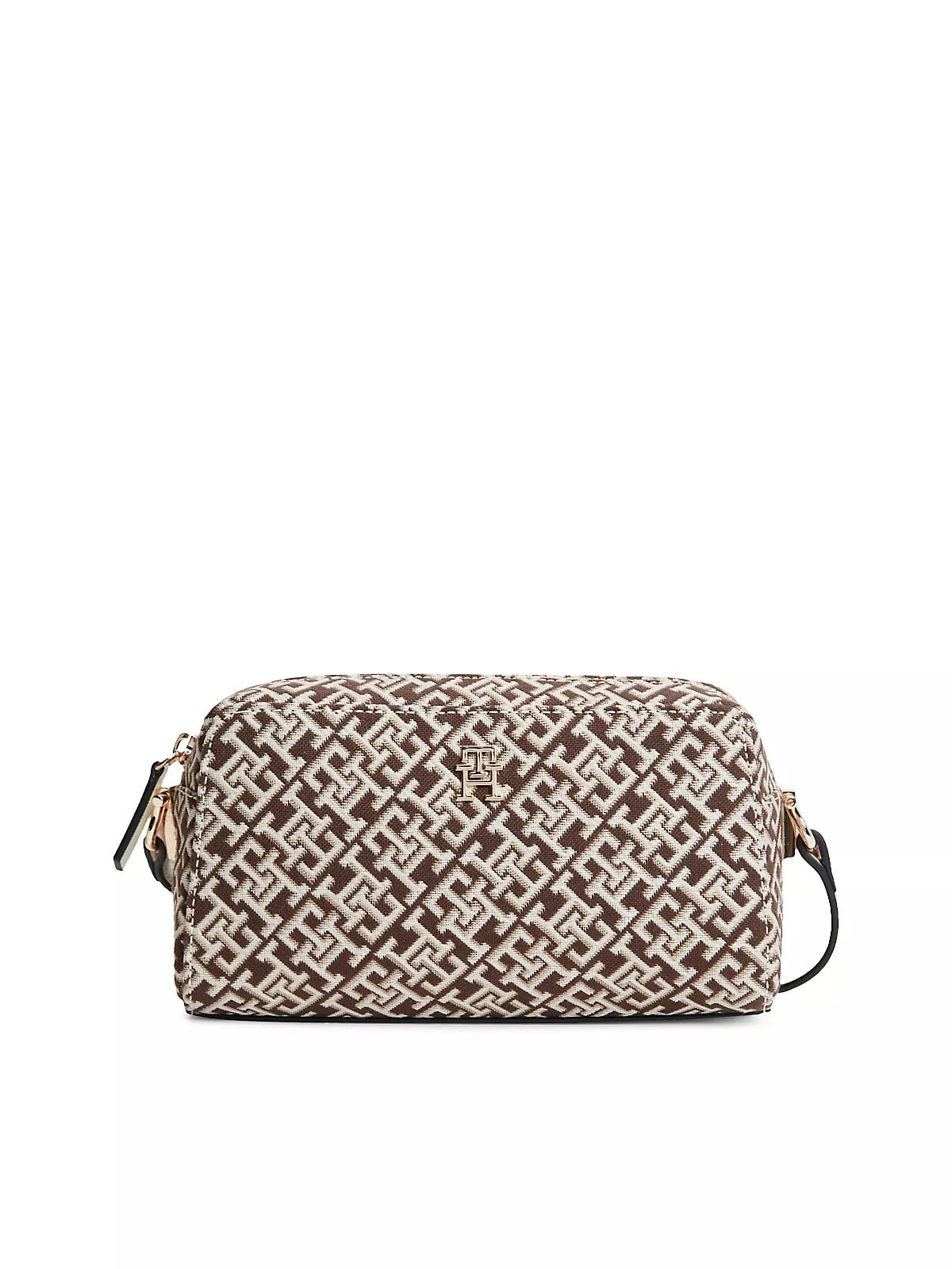 Tommy Hilfiger Tommy Hilfiger Kadın TH Monogram Desenli Fermuarlı Bej Omuz Çantası AW0AW18864-0F4
