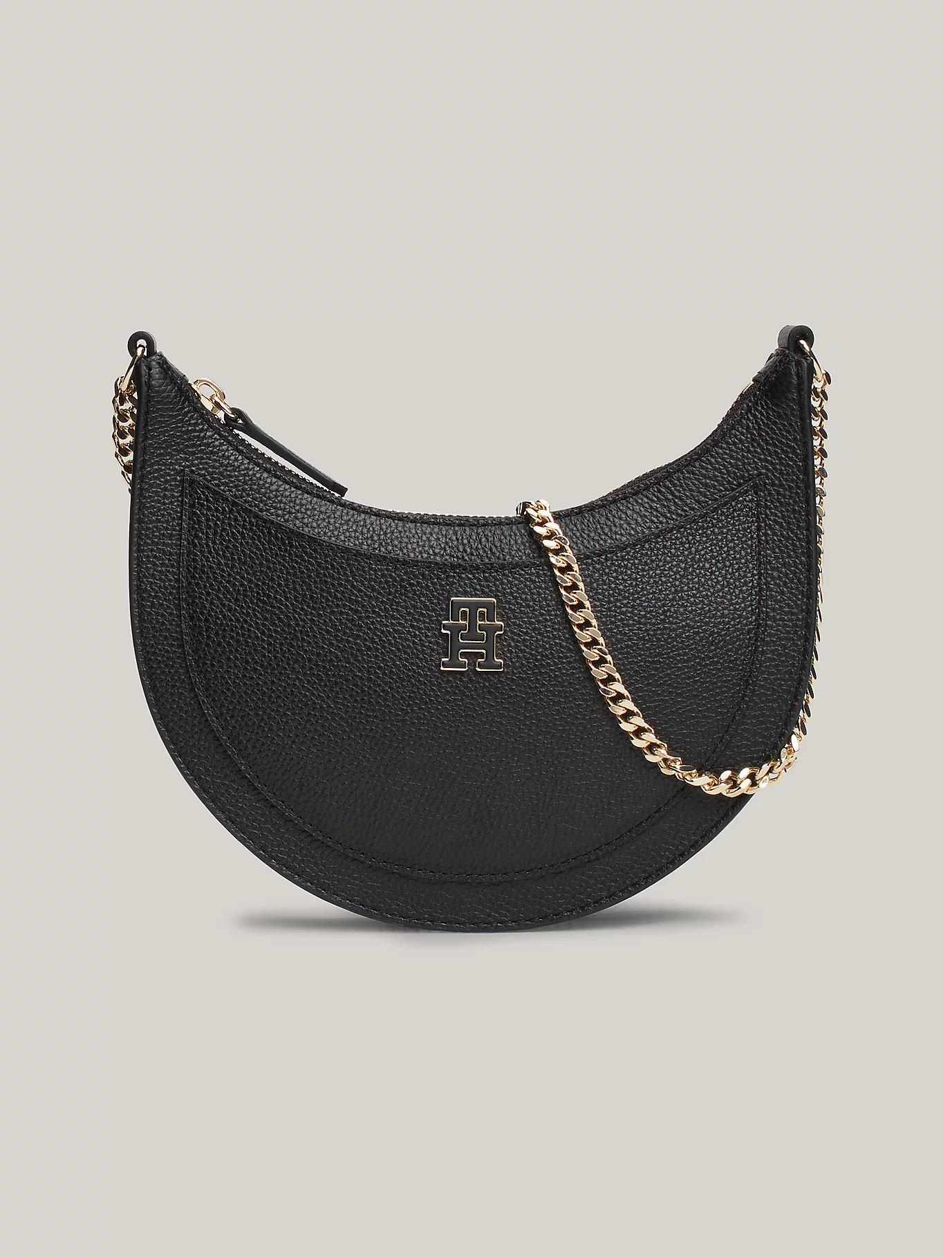 Tommy Hilfiger Tommy Hilfiger Kadın Zincirli Logo Detaylı Siyah Omuz Çantası AW0AW17060-BDS