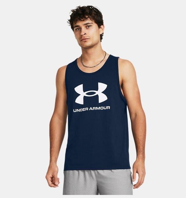 Under Armour Under Armour Erkek Yuvarlak Yaka Askılı Marka Logolu Lacivert-Beyaz Atlet 1382883-408