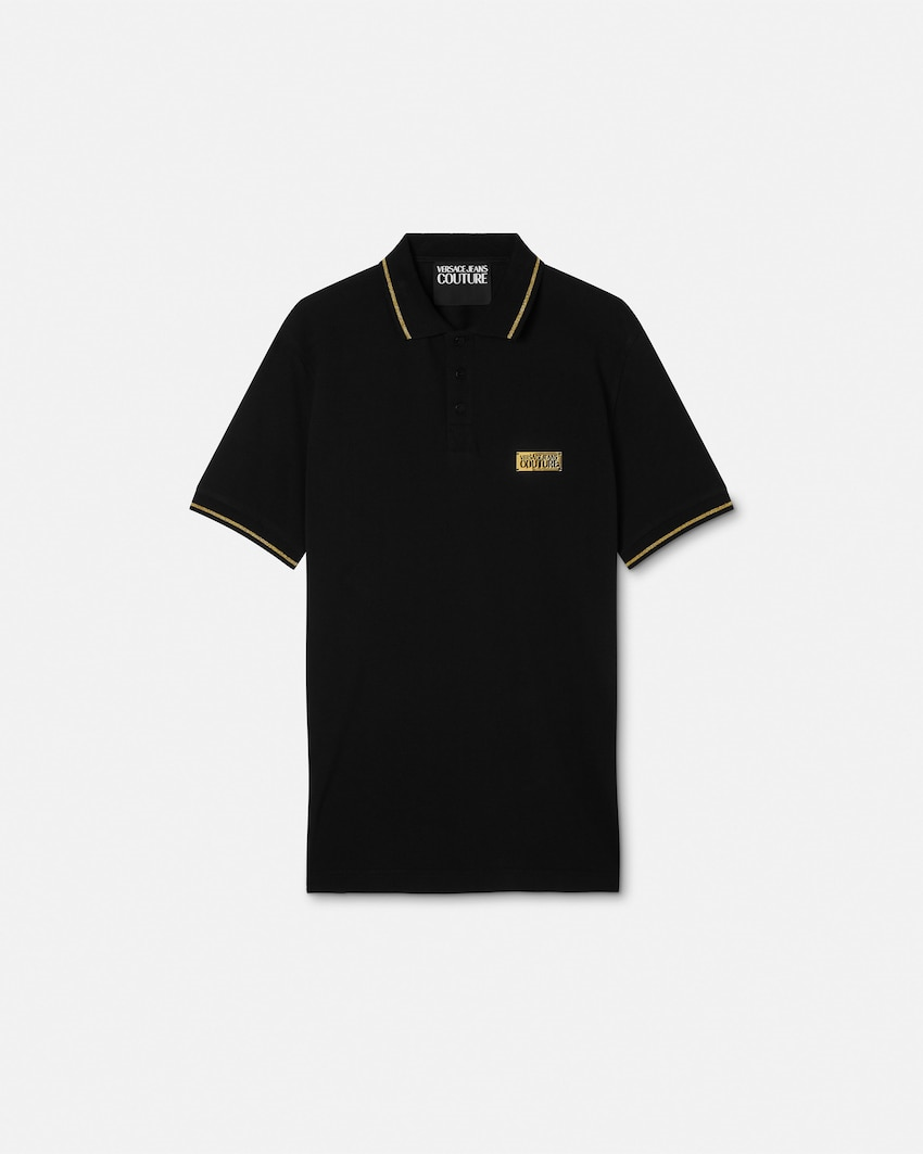 Versace Versace Erkek Regular Fit Pamuklu Kolarında Şerit Desenli Kısa Kollu Siyah T-Shirt 80GAGT05 CJ01T-G89