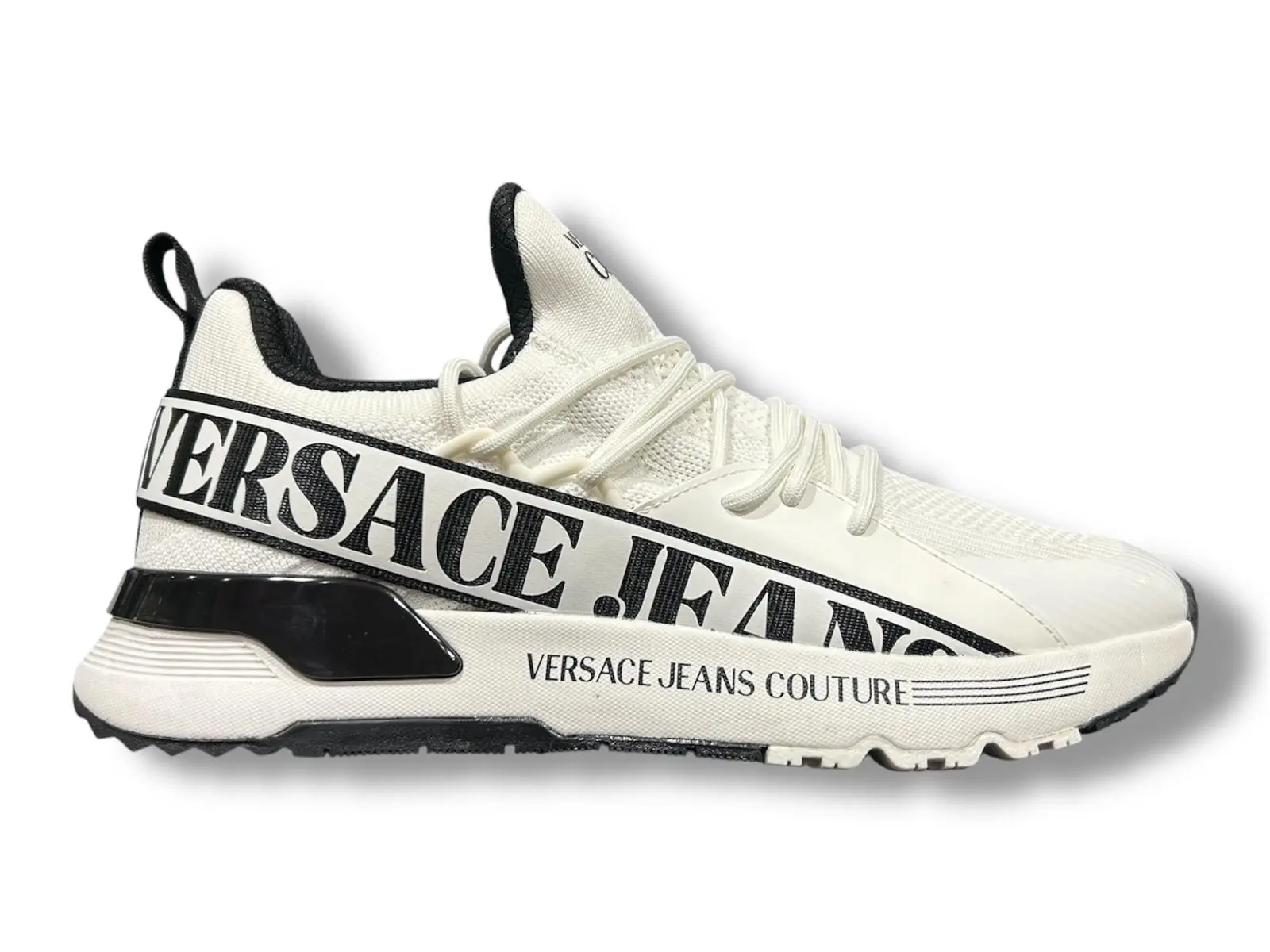 Versace Versace Erkek Yüksek Rahat Tabanlı Logo Desenli Örgü Detaylı Beyaz Sneaker 80YA3SA3 ZSE21-003