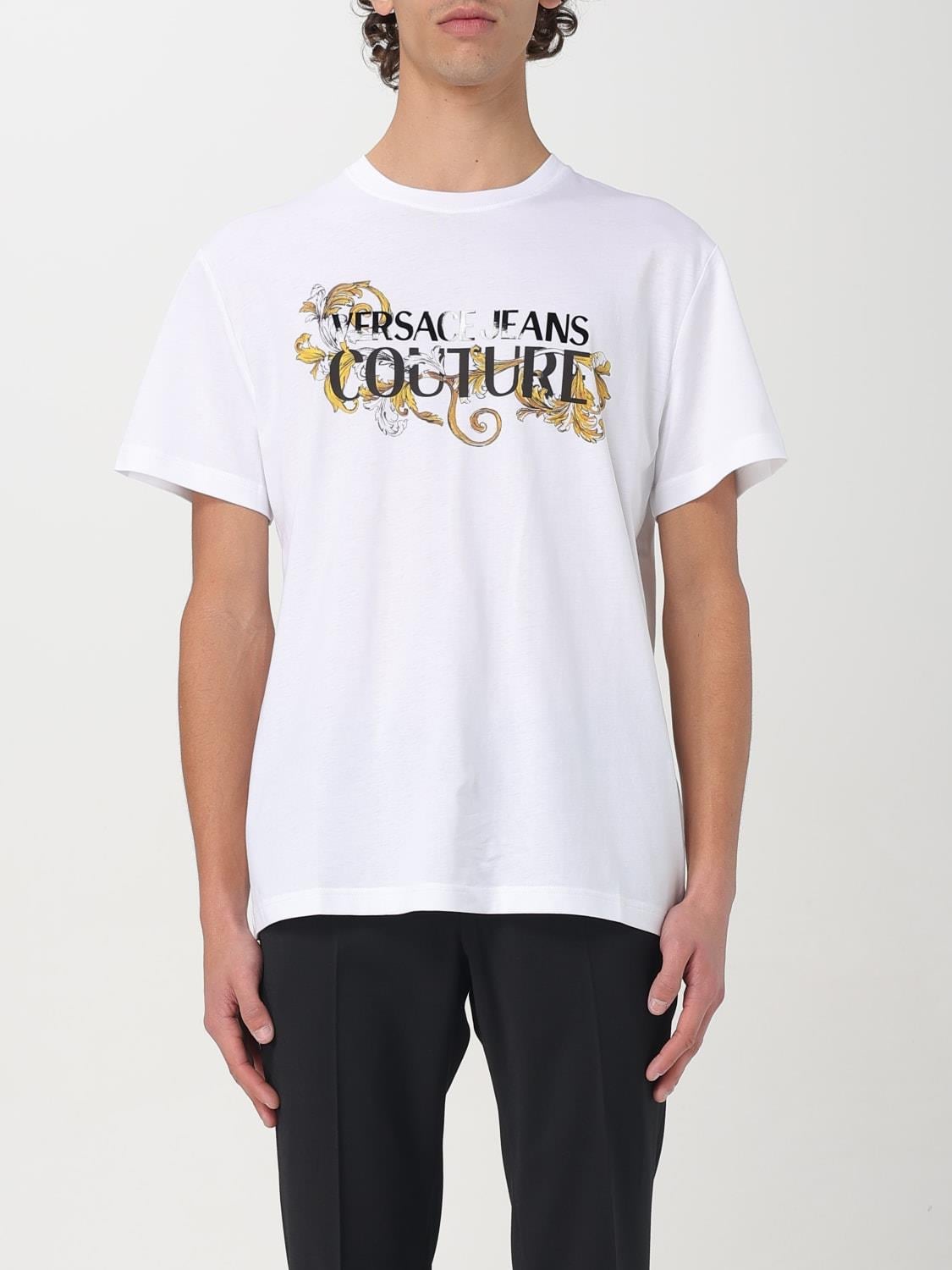Versace Versace Kadın Bisiklet Yaka Kısa Kol Versace Yazı ve Desenli Beyaz T-Shirt 78GAHC05CJ01C-G03